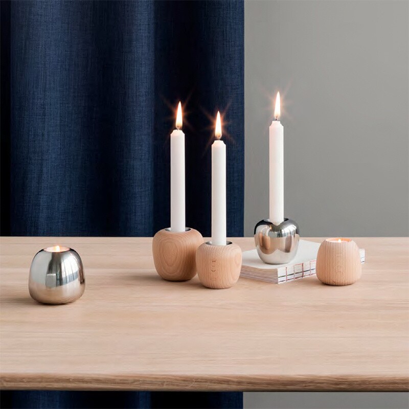 Ora Candle Holder Beech Wood
