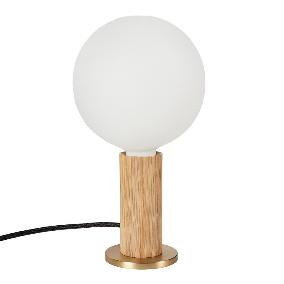 Oak Knuckle Table Lamp With Sphere IV LED E27 8W Dim To Warm