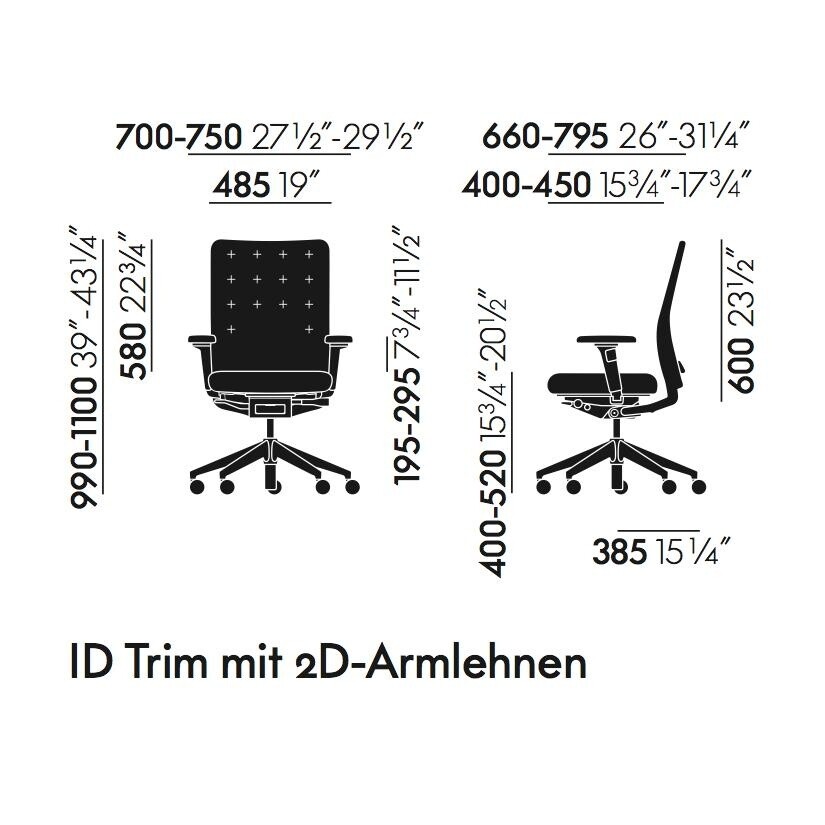 ID Trim Citterio Office Chair 2D Armrests