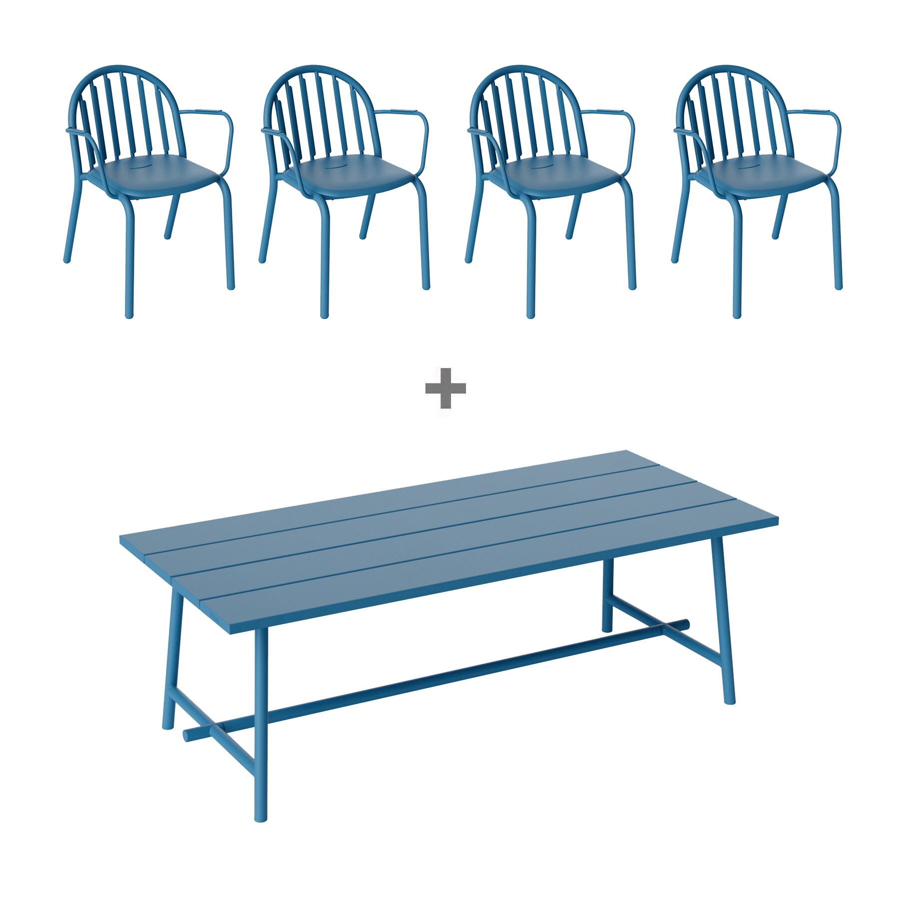Exclusive Edition Fred's Set Garden Table 220x100cm + 4 Garden Armchairs