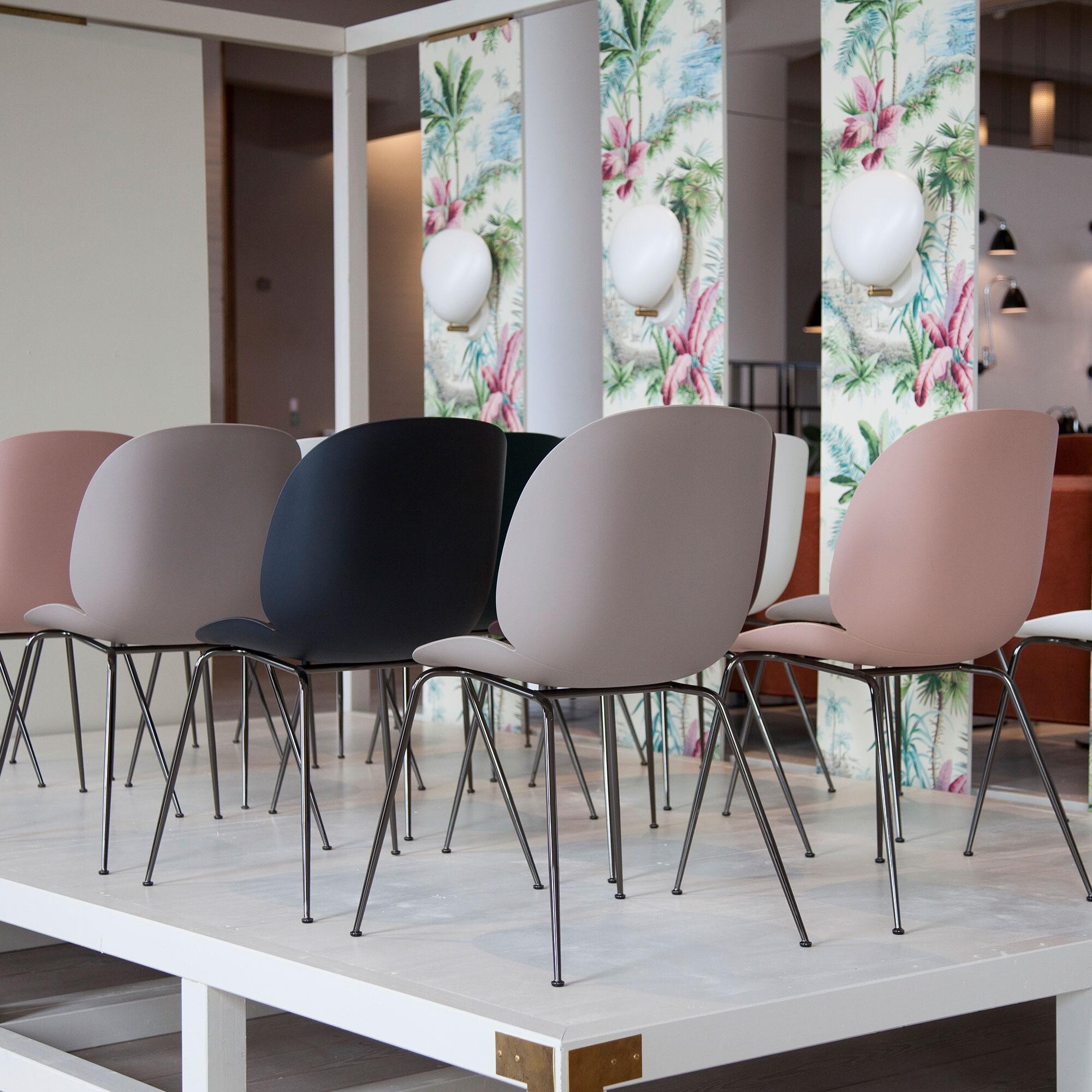 Beetle Dining Chair Frame Black Chrome