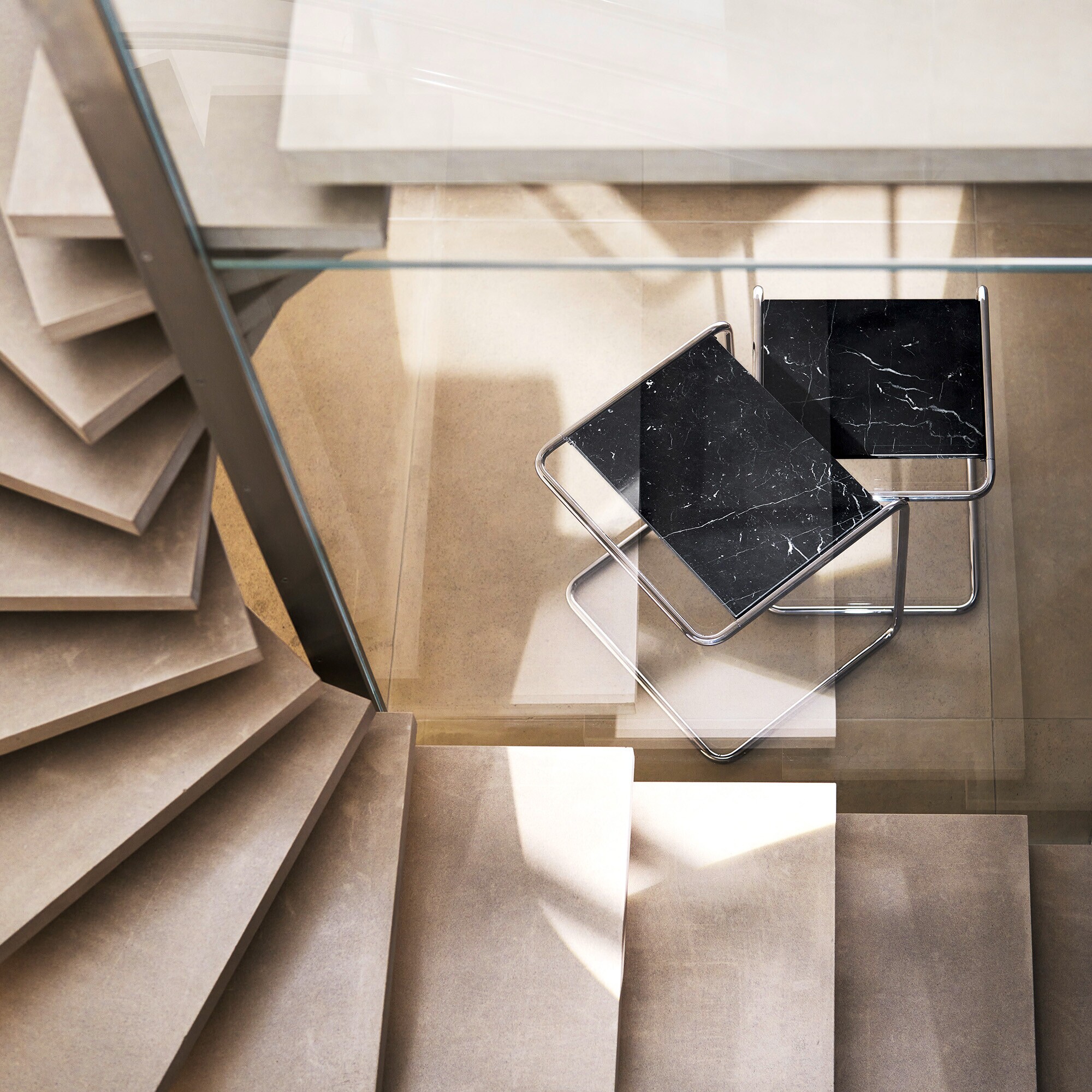 JS. THONET a personal Interpretation by Jil Sander B 97 Serious Side Table Set of 2 Marble