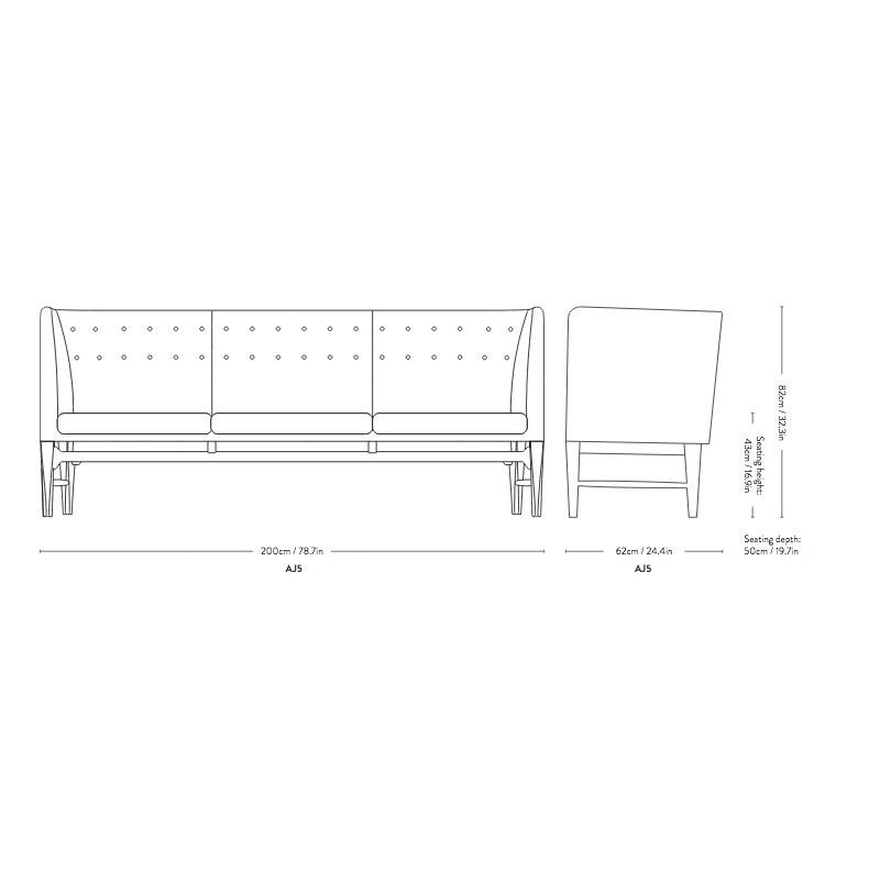 Mayor AJ5 3-Seater Sofa Walnut Base