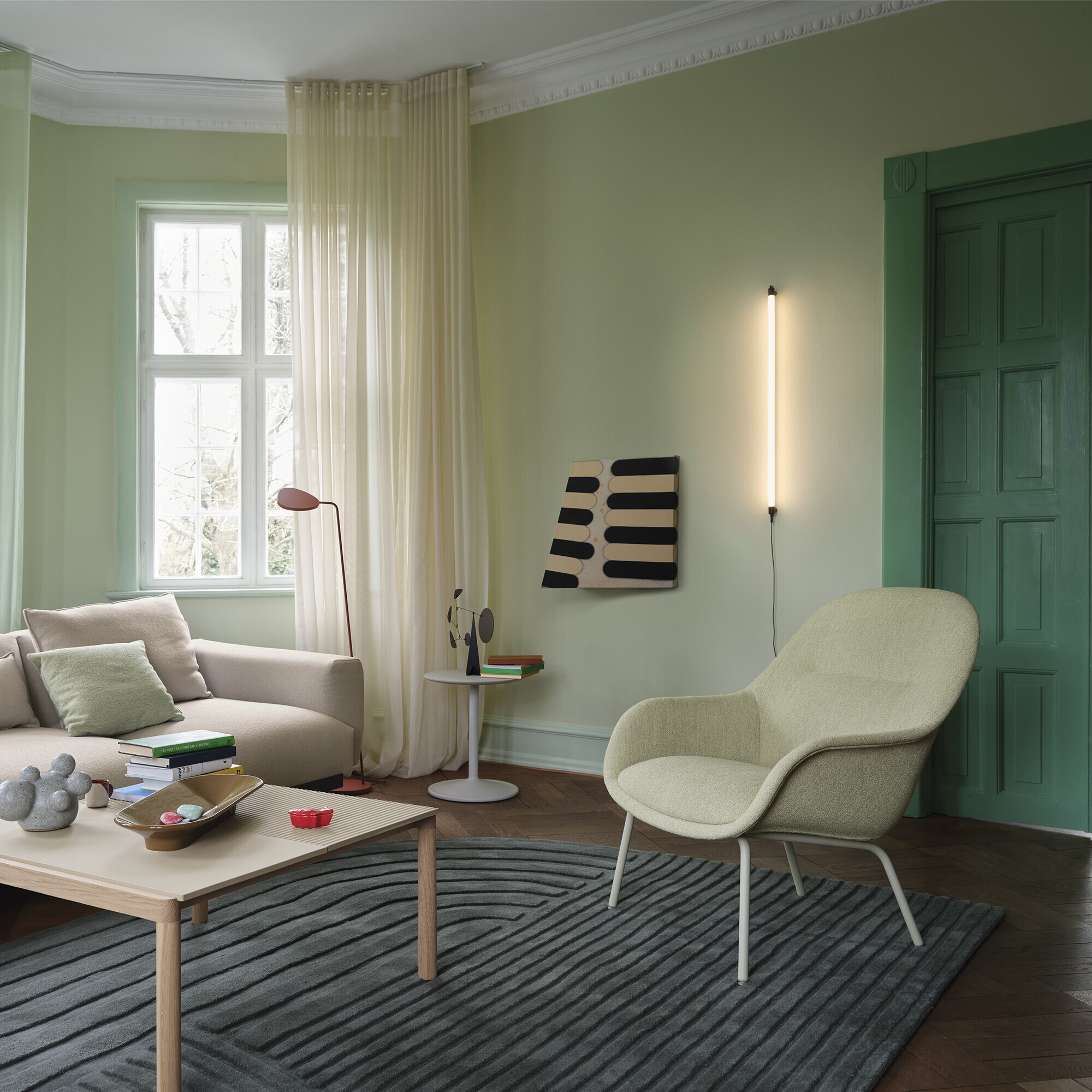 Fiber Lounge Armchair Upholstered with Tube Base