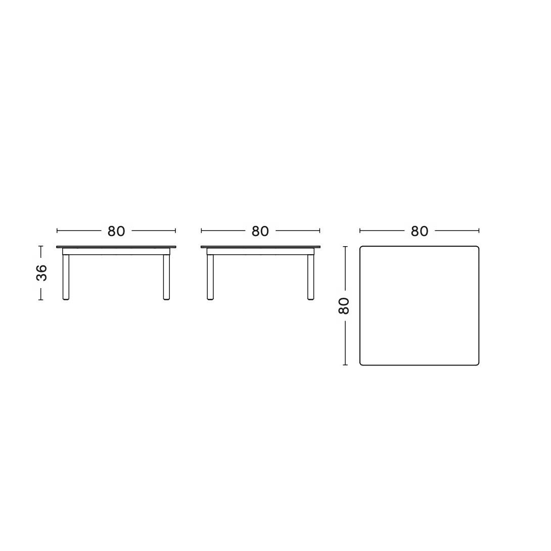 Kofi Coffee Table Oak Base 80x80cm