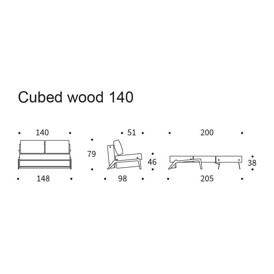 Cubed 140 Sofa Bed Oak 148x98cm