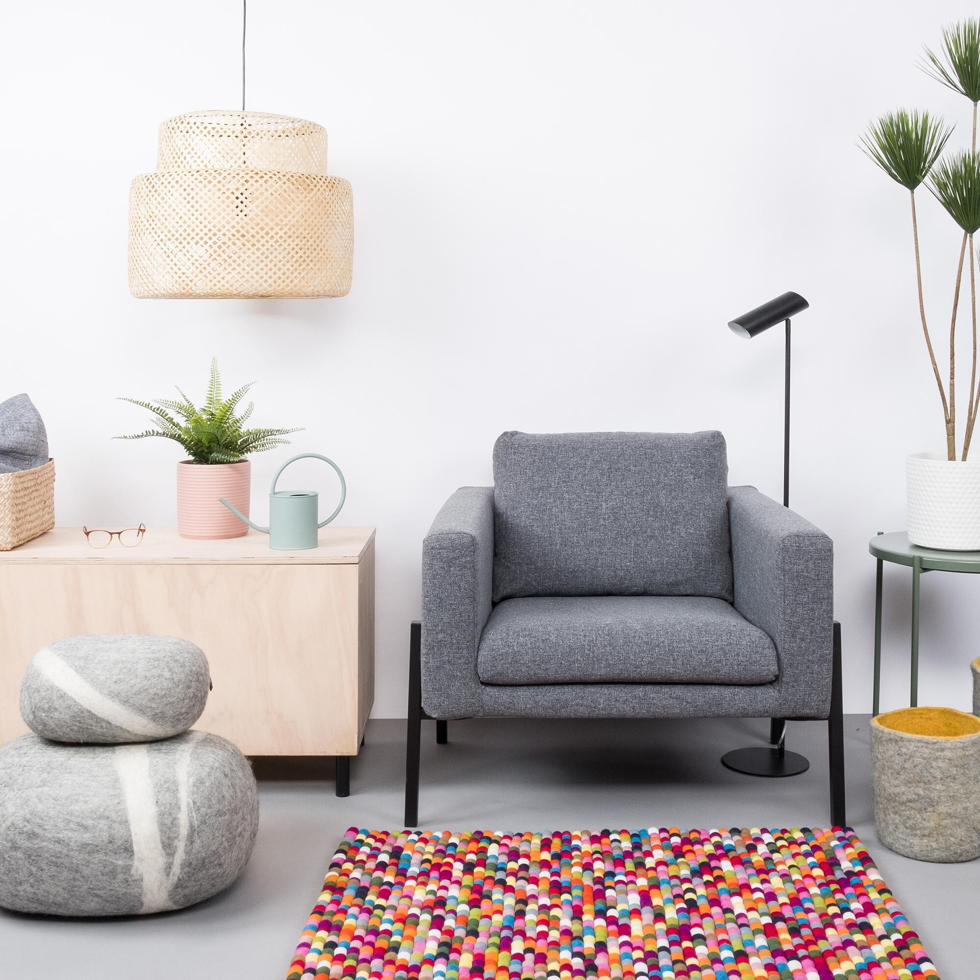 Lotte Felt Ball Rug rectangular