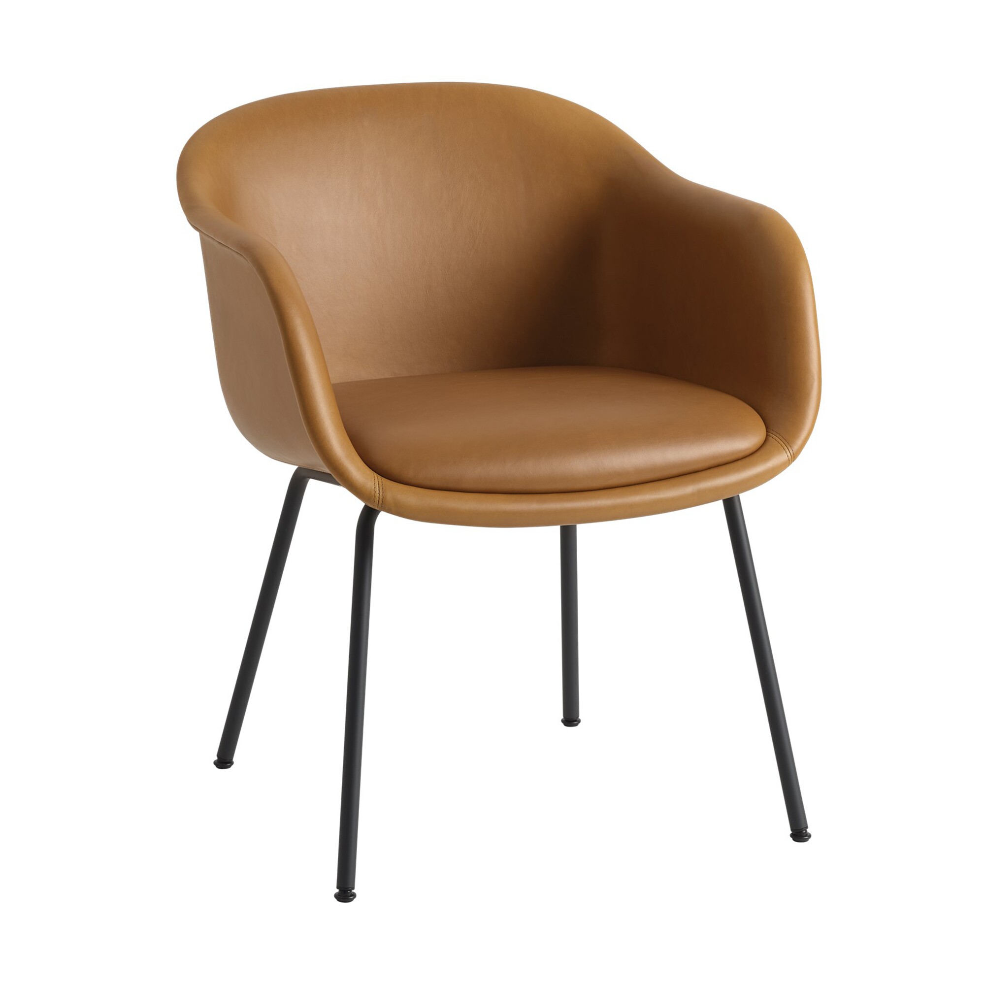 Fiber Conference Armchair Leather with Tube Base