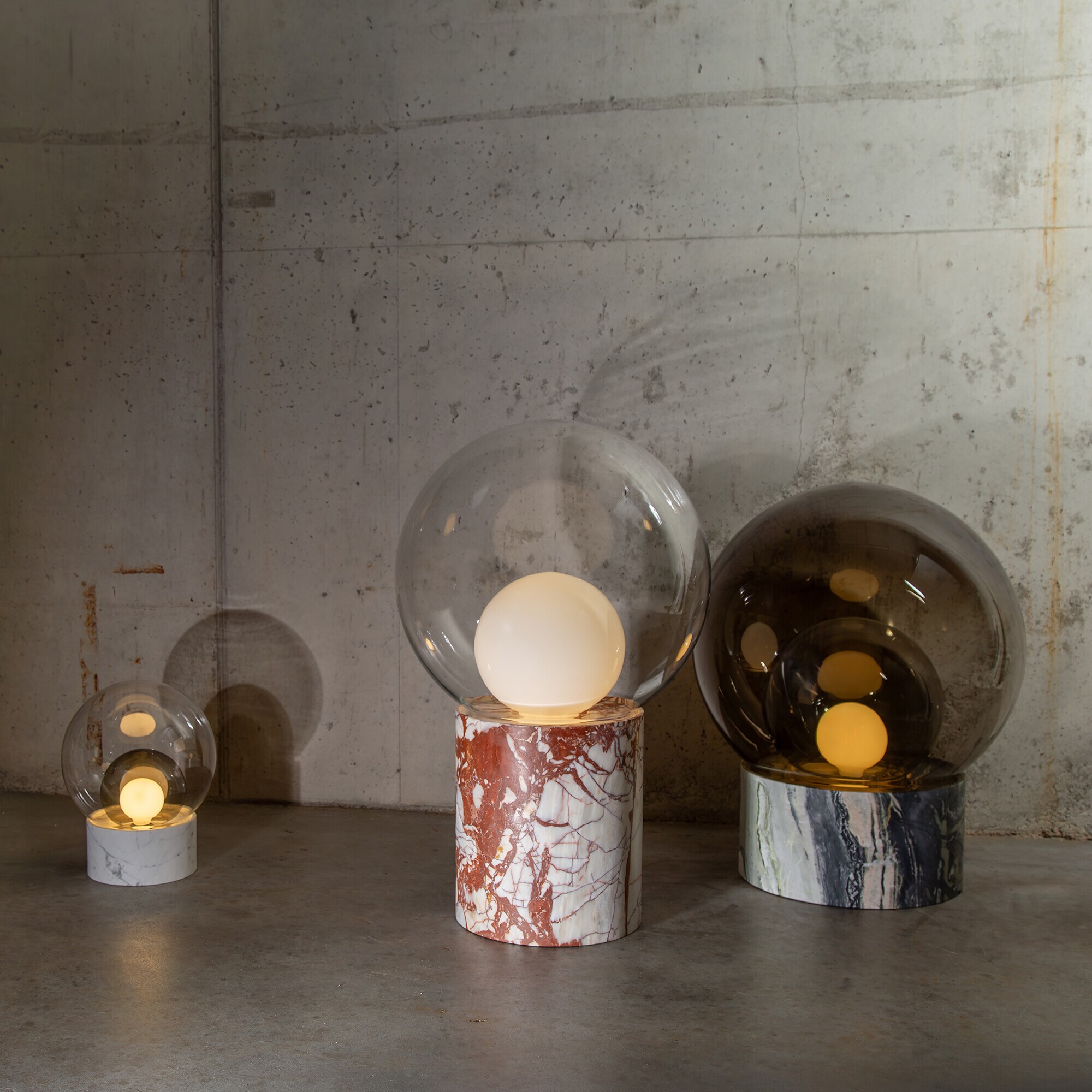 Boule High Floor Lamp Pedestal Marble