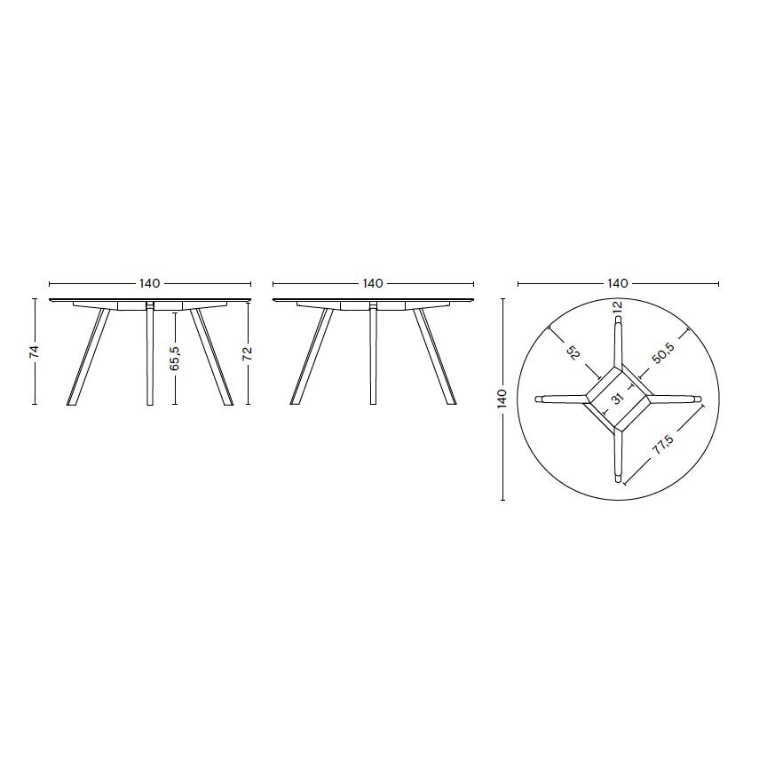 Copenhague CPH25 2.0 Dining Table Veneer Ø140cm