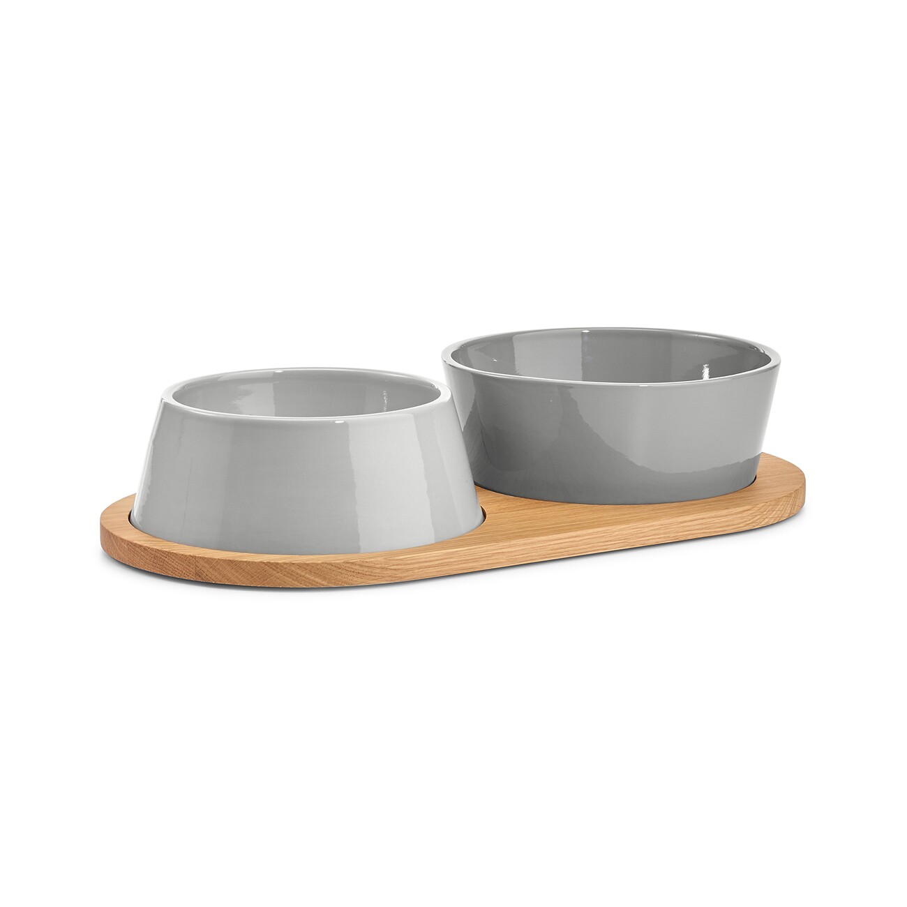 Doppio Set of 2 Dog Bowls with Wooden Tray SM