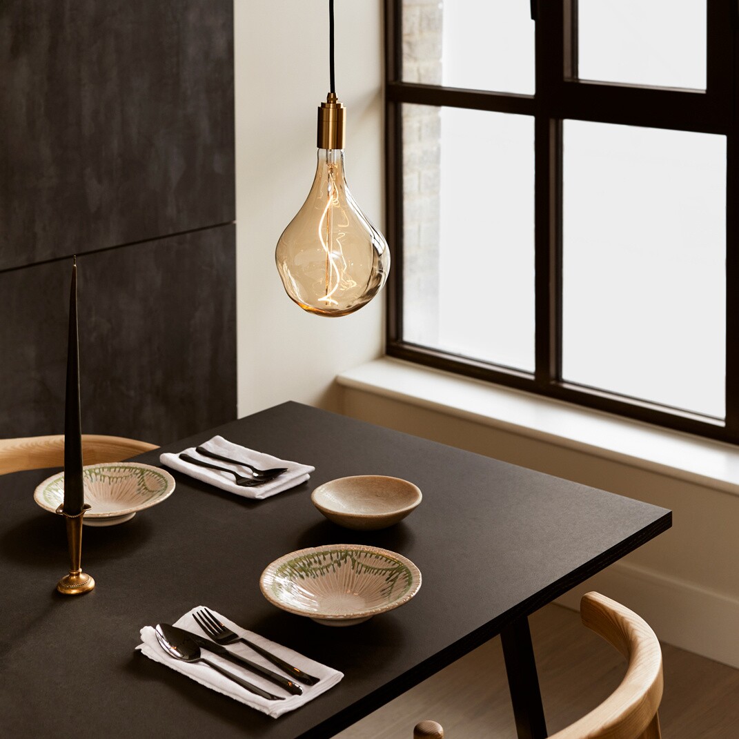 Brass Suspension Lamp + Voronoi II LED E27 FILAMENT 3W =>14W