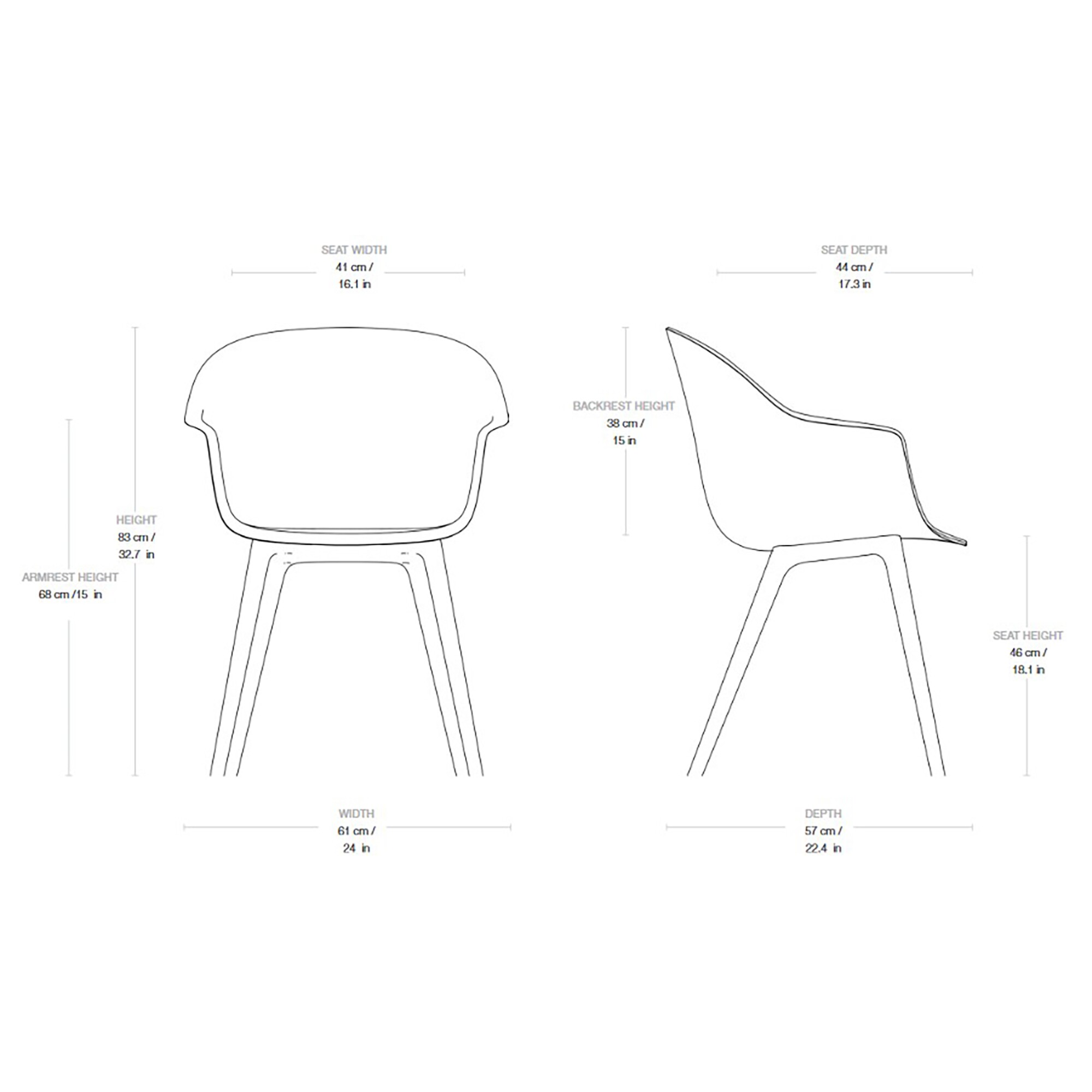 Bat Dining Chair Front Upholstered Base Plastic