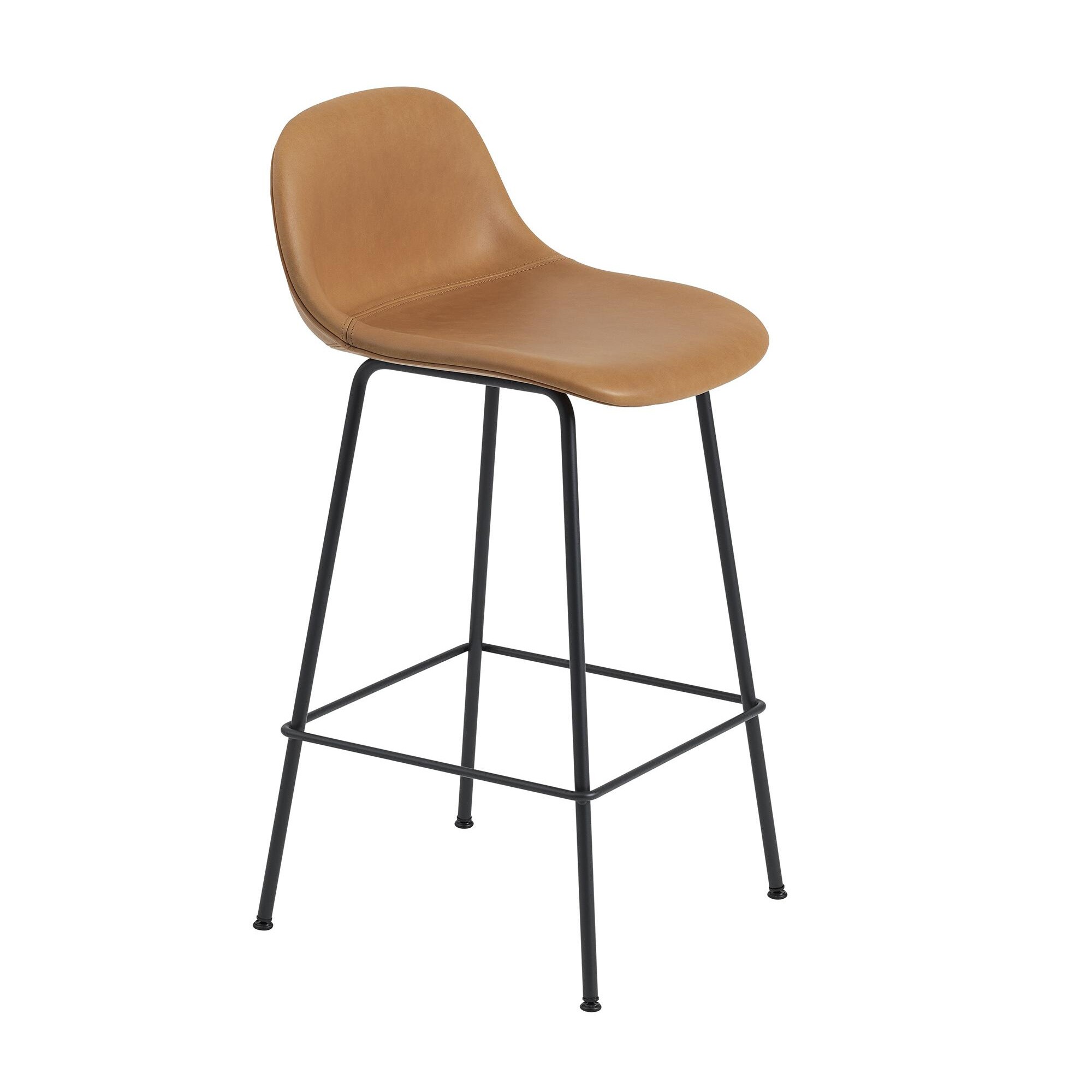 Fiber Bar Stool With Backrest 65cm Leather