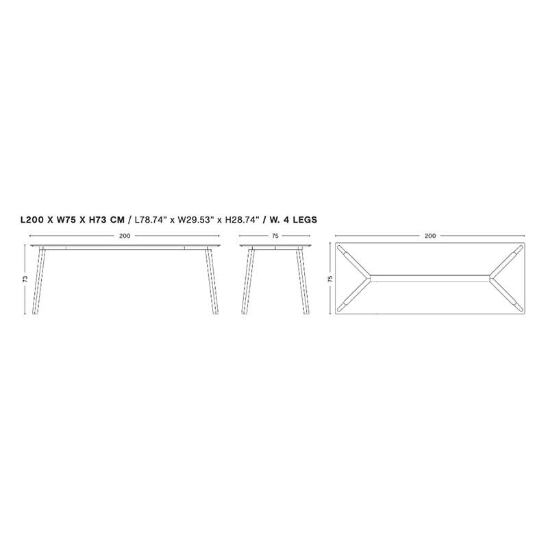 Copenhague Deux CPH210 2.0 Table 200x75cm