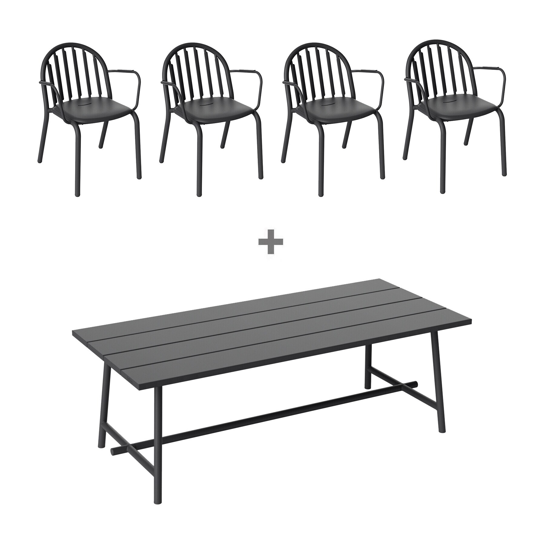 Exclusive Edition Fred's Set Garden Table 220x100cm + 4 Garden Armchairs