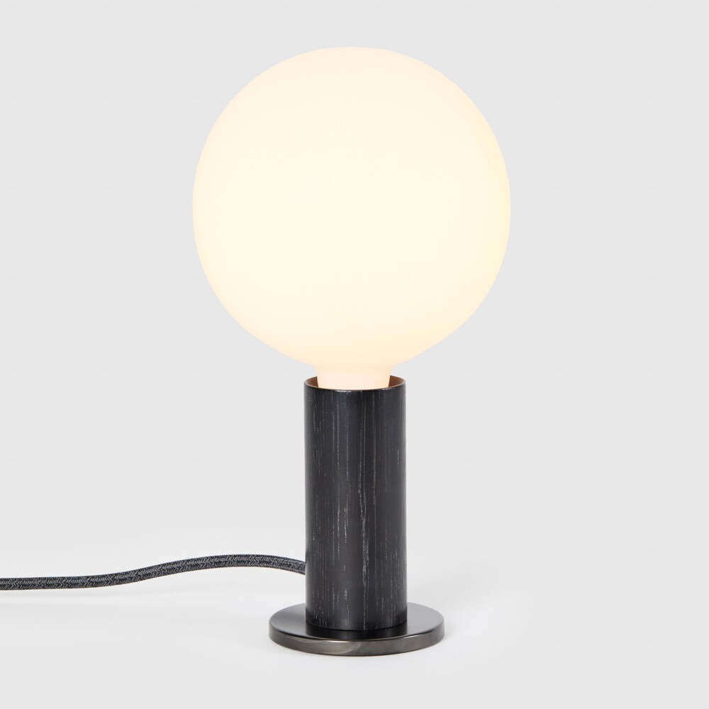 Blackened Oak Knuckle Table Lamp With Sphere IV Dim To Warm