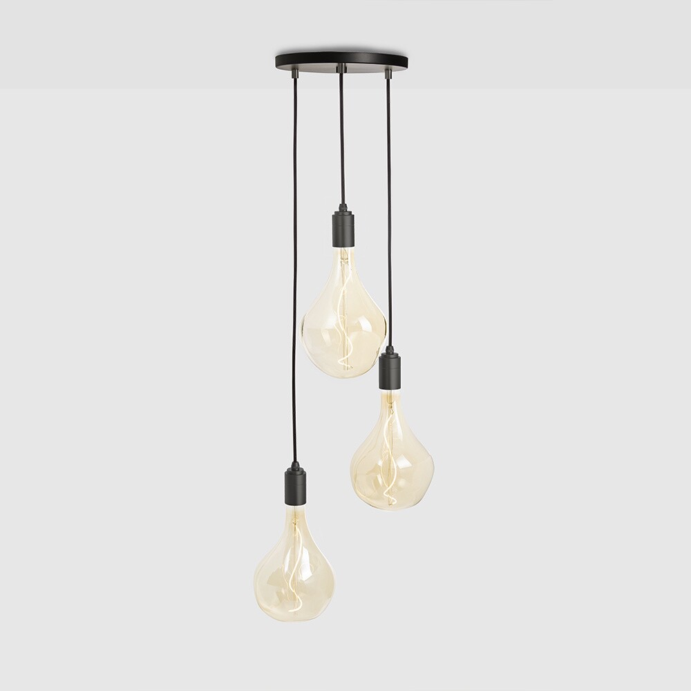 Graphite Triple Pendant with Voronoi II Suspension Lamp