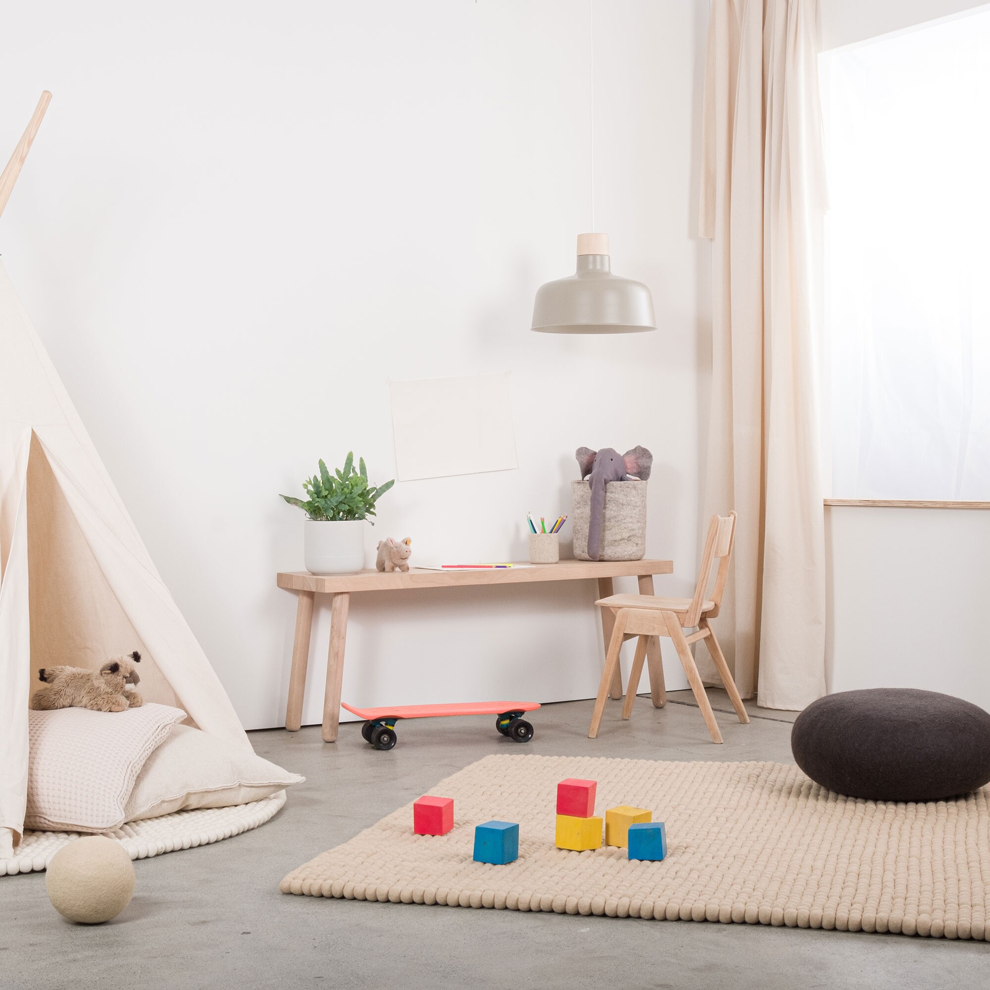 Levi Felt Ball Rug rectangular