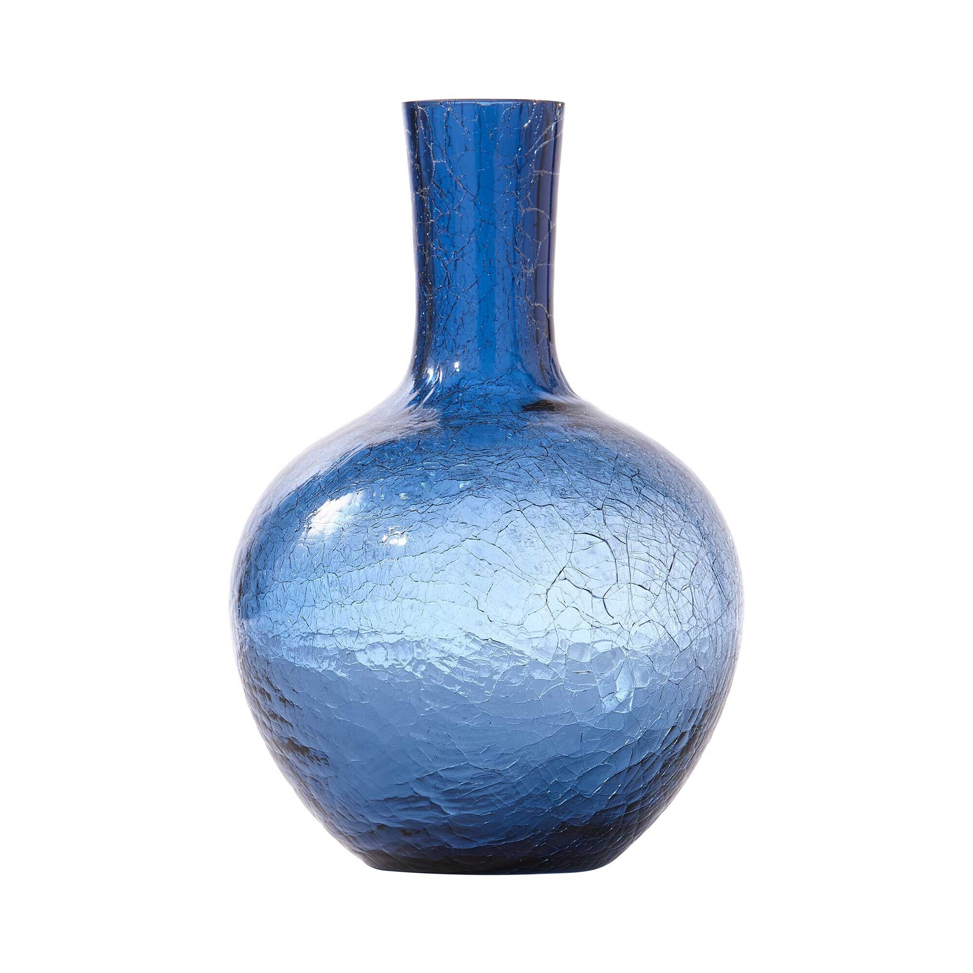 Crackled Glass Ball Body Vase S