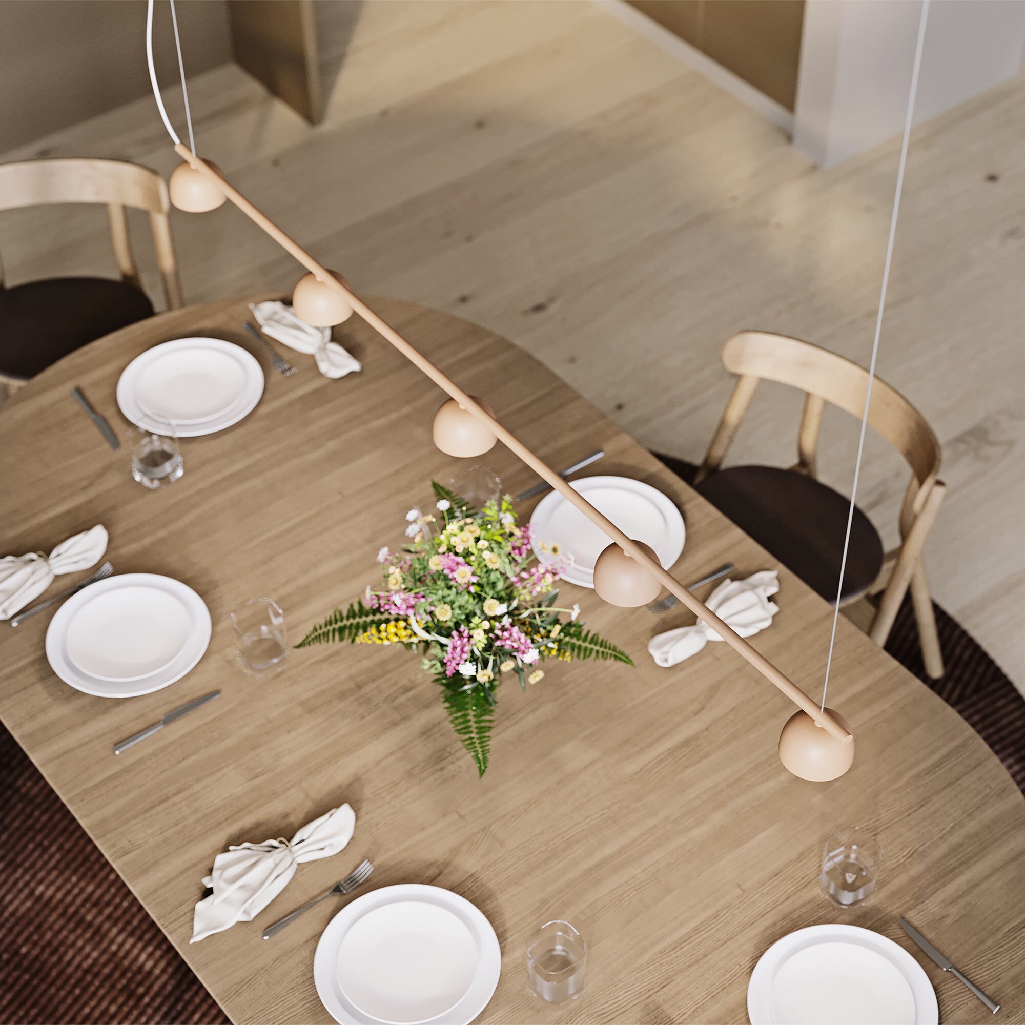 Blush Rail 5 LED Suspension Lamp