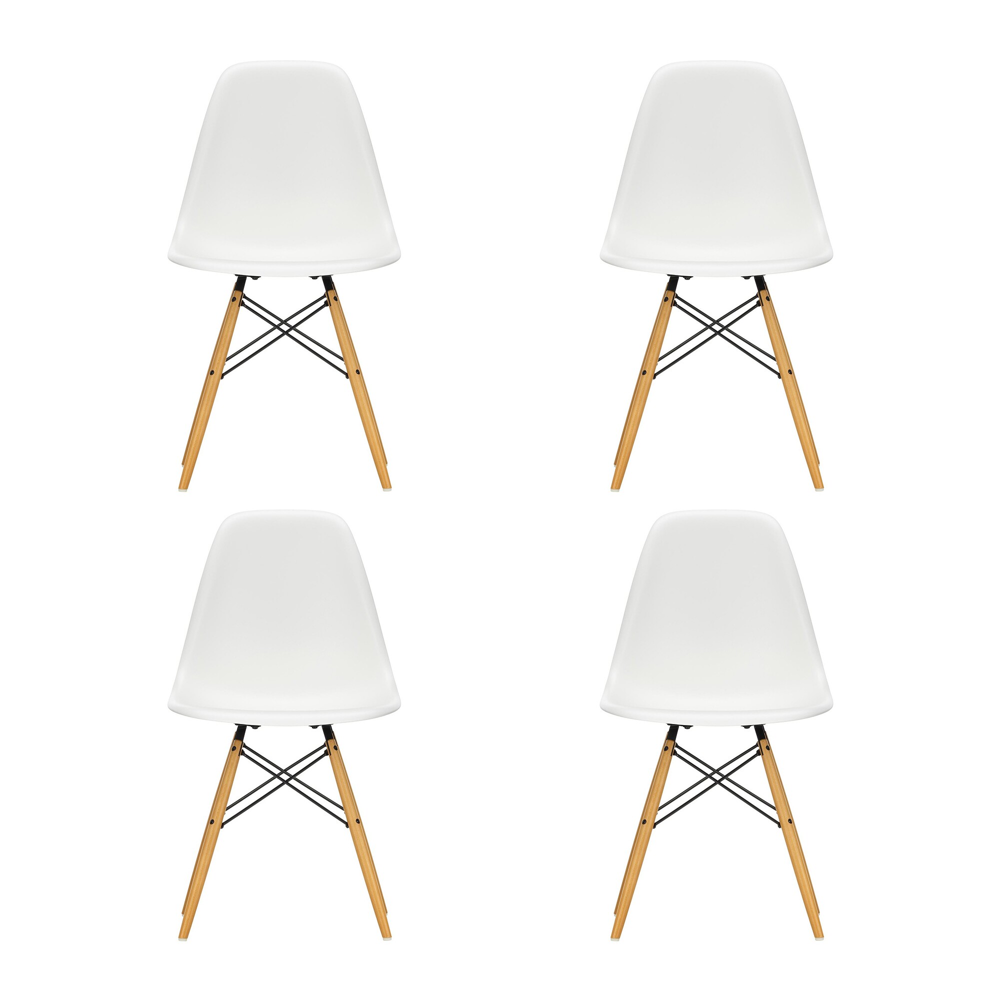 Eames Plastic Side Chair DSW Golden Maple Set of 4