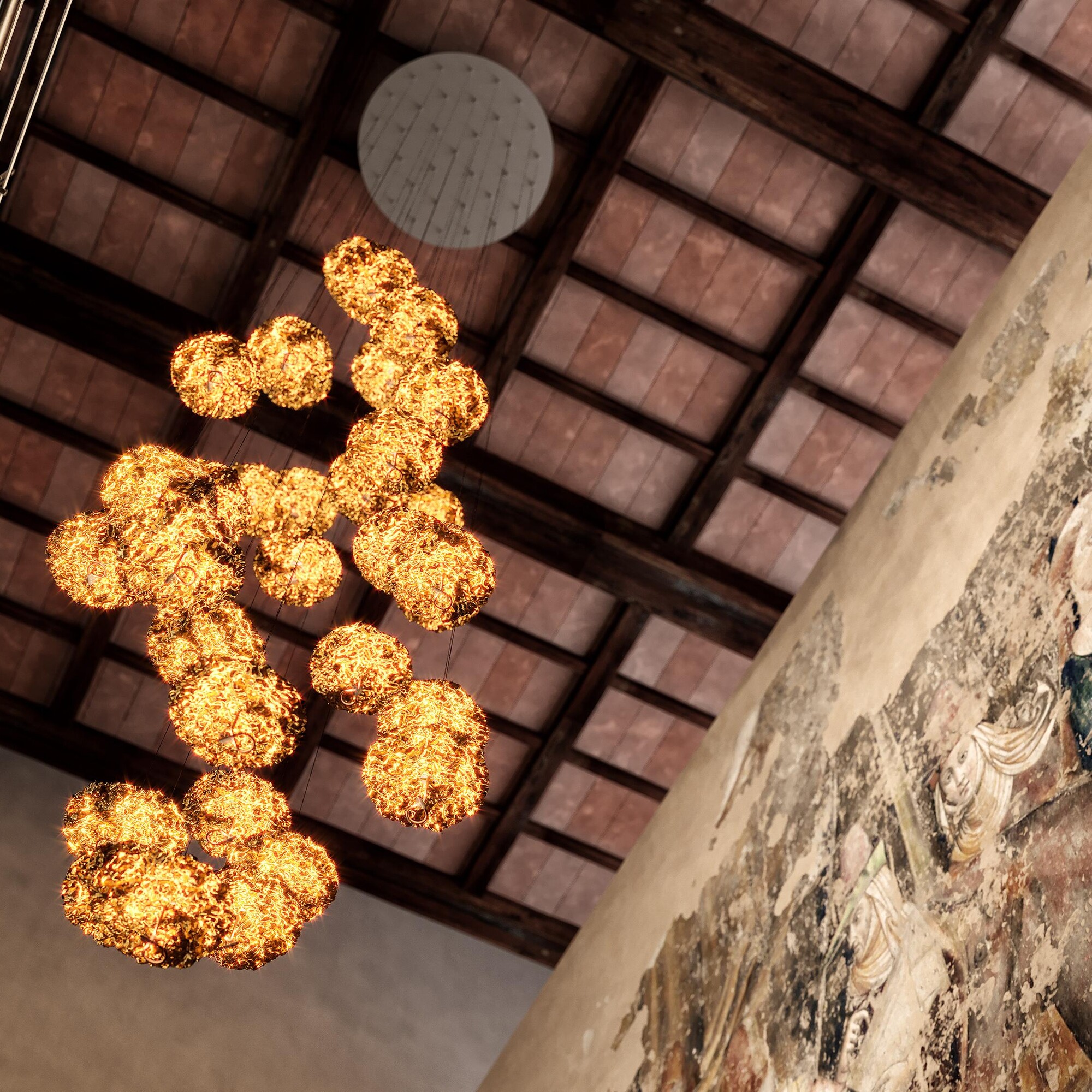 Gold Moon Chandelier LED Suspension Lamp