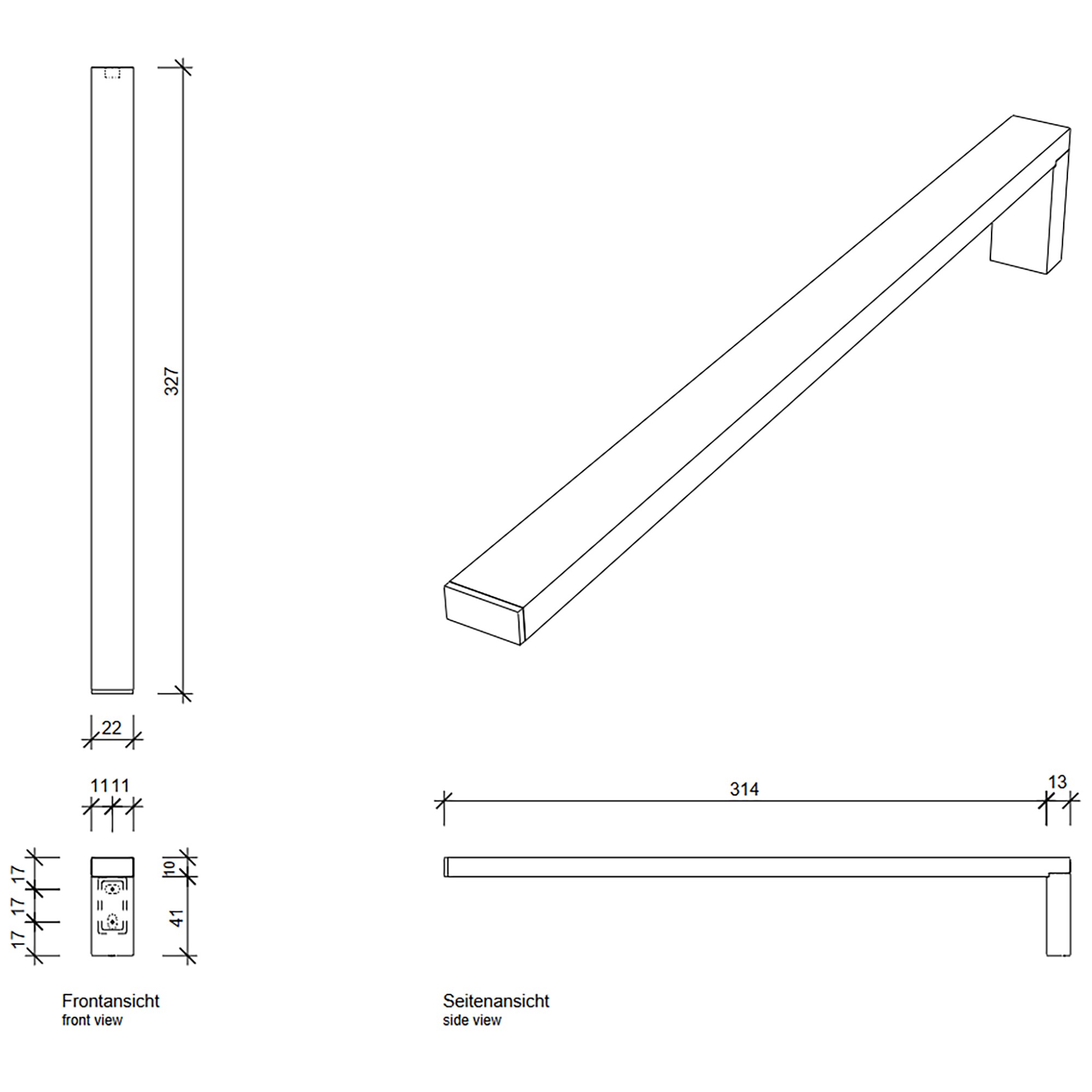 Contract 1 Towel Rail Single Arm