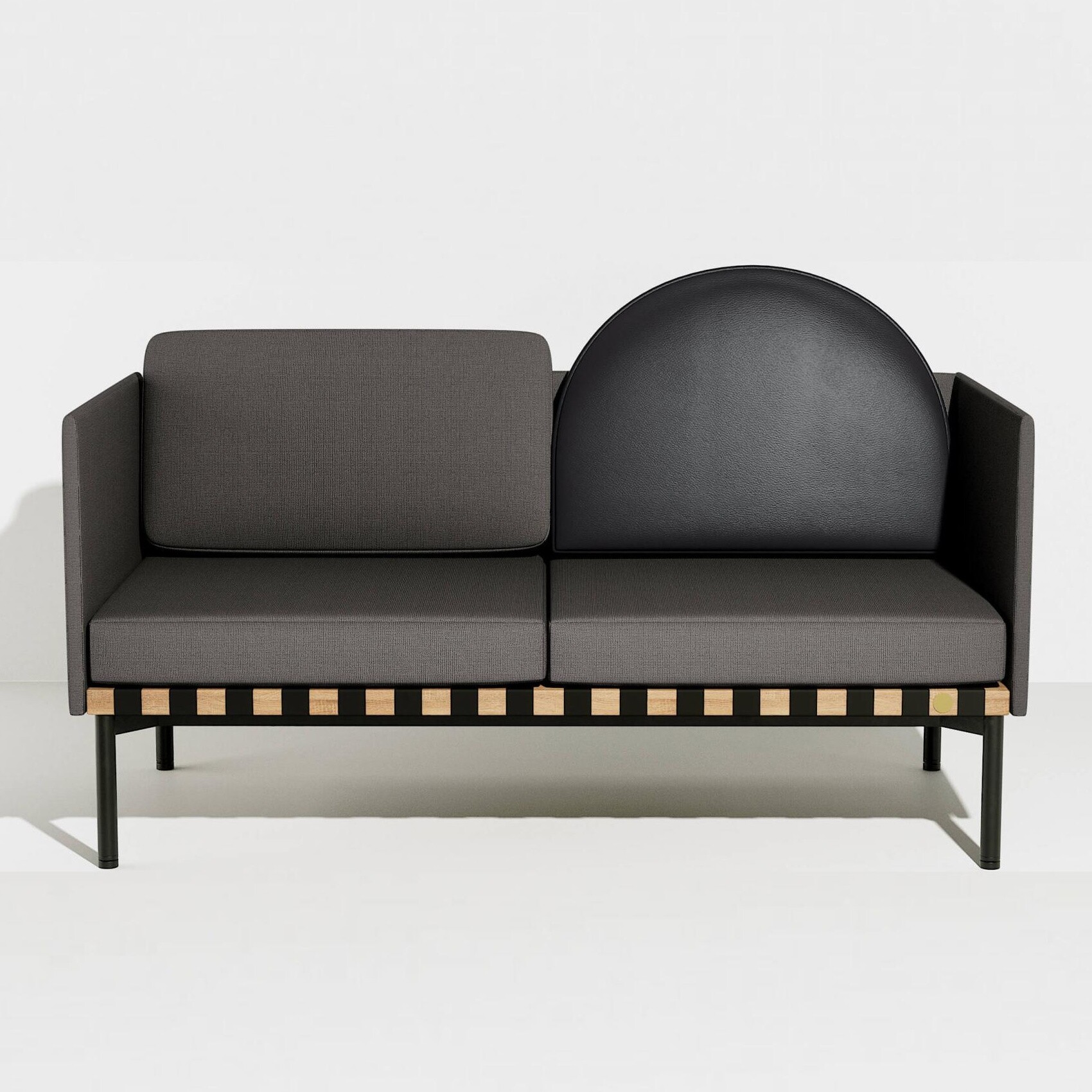 Grid Sofa With 2 Armrests Frame Oak