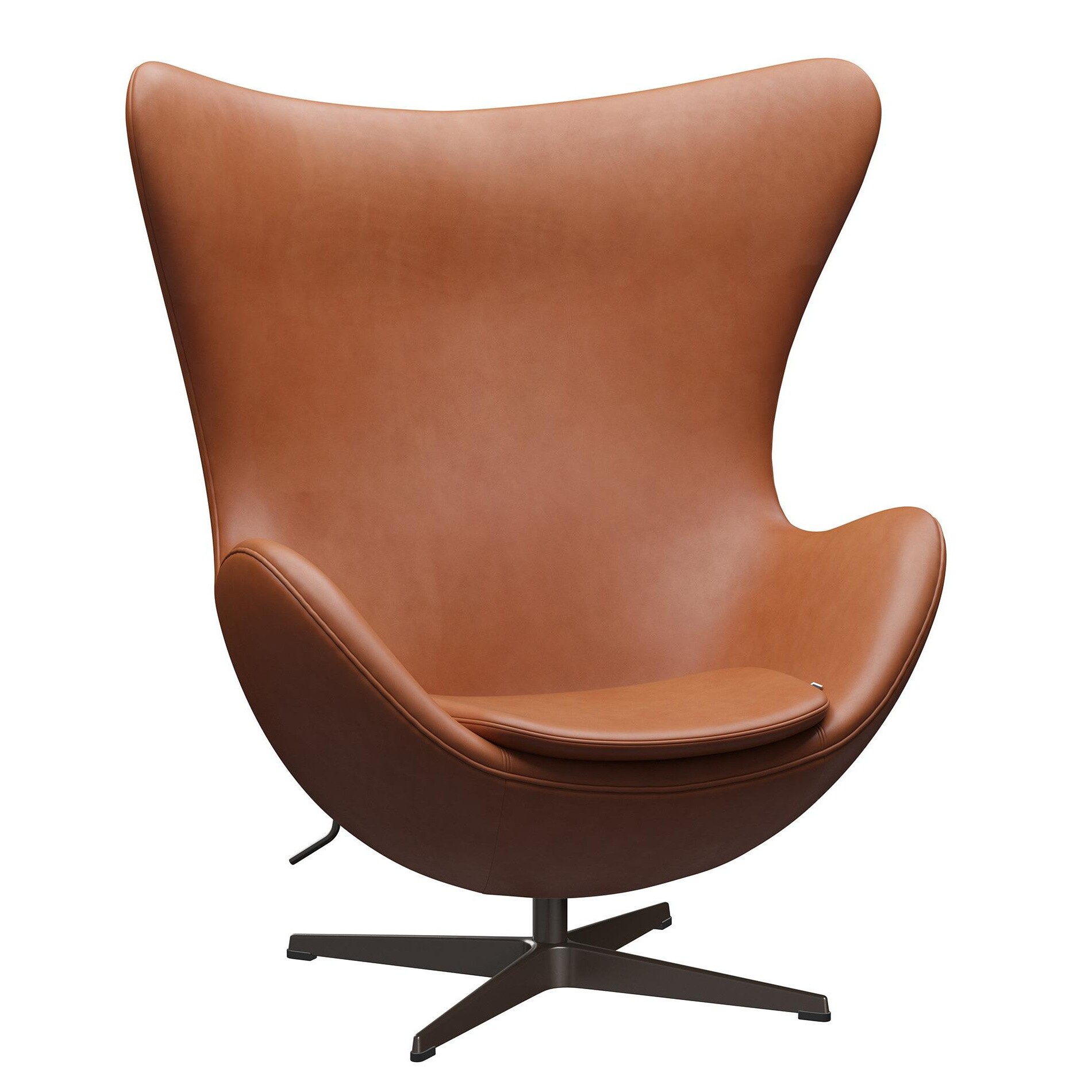 Egg Chair™ Loungechair Leather Brown Bronze Base