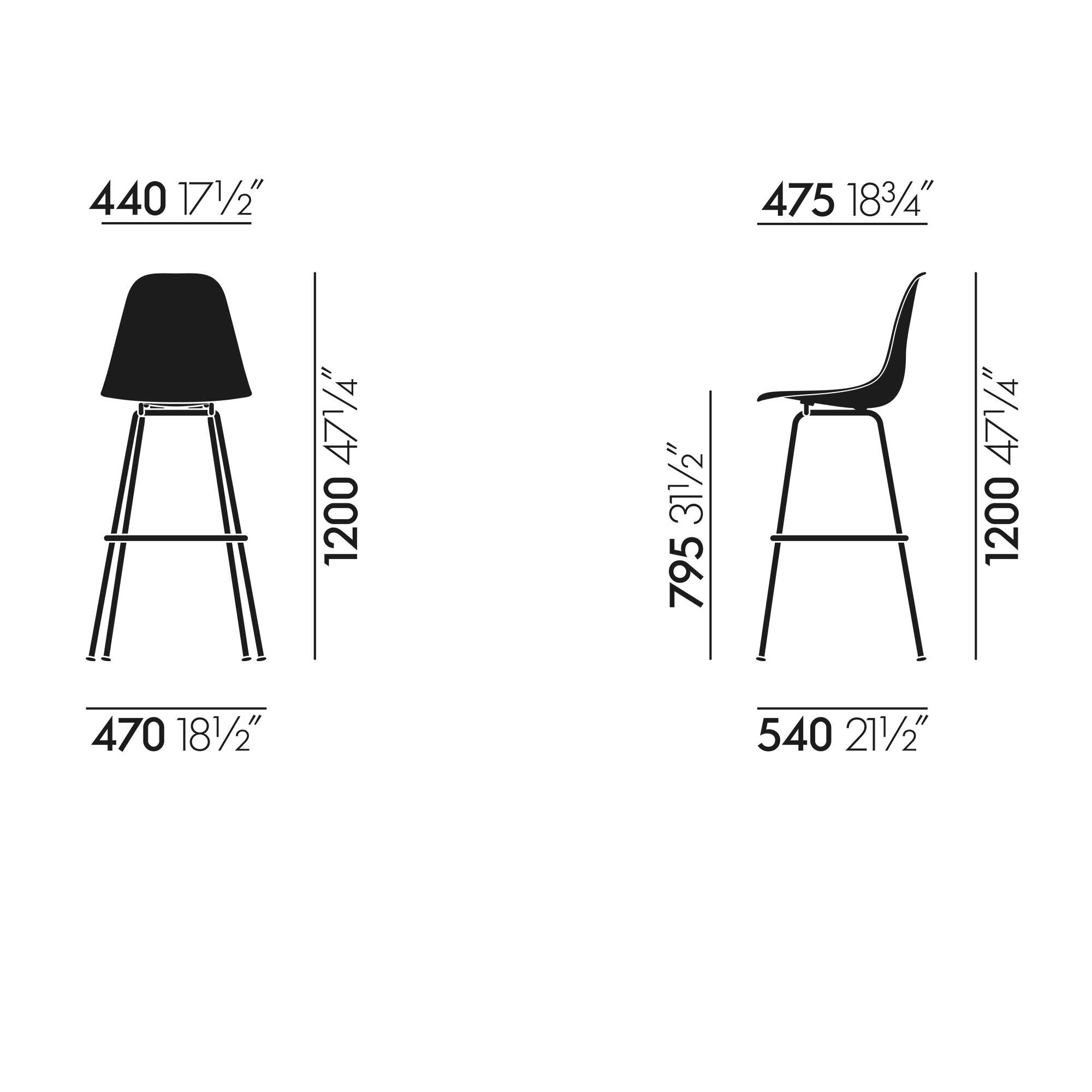 Eames Fiberglass Bar Chair High Basic Dark