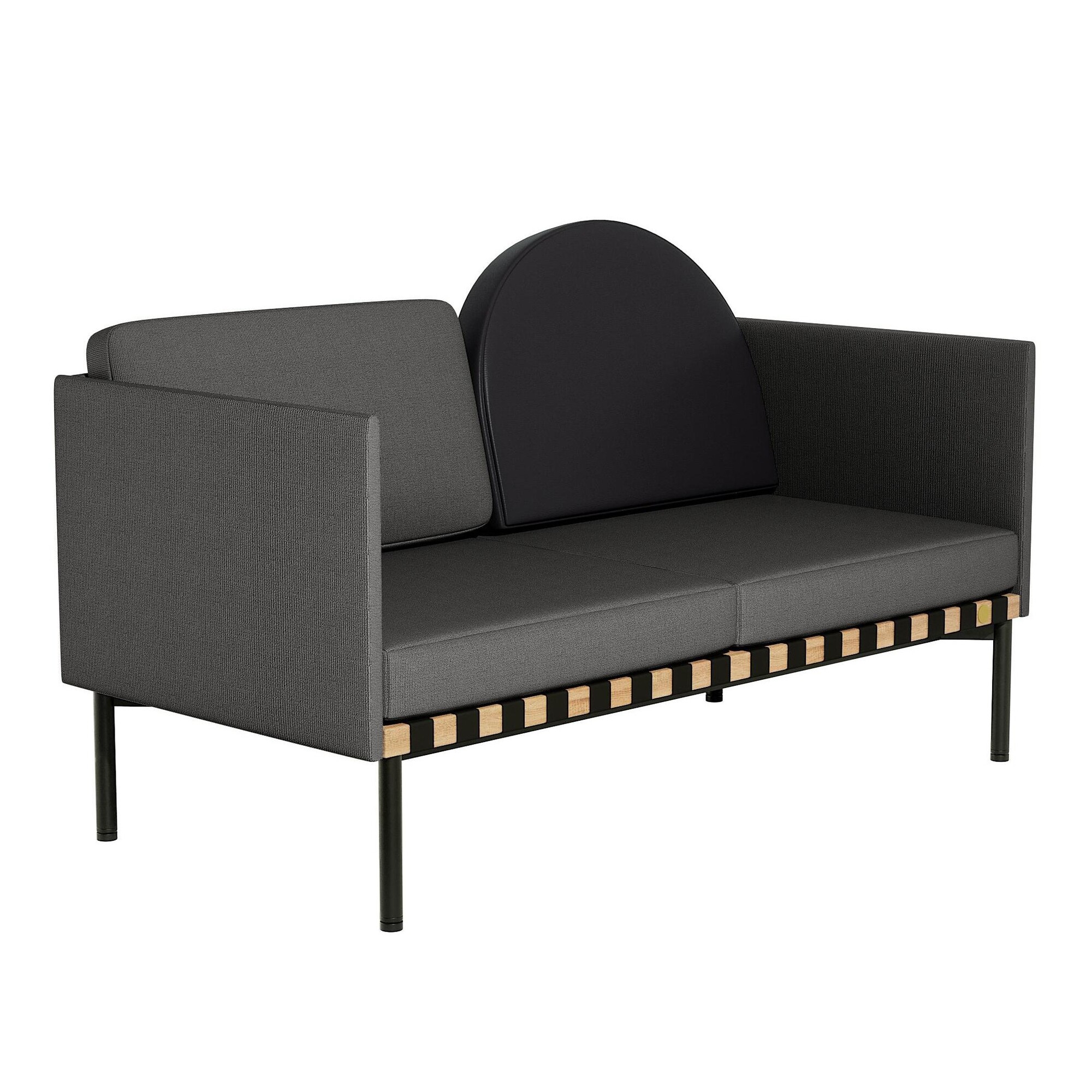 Grid Sofa With 2 Armrests Frame Oak