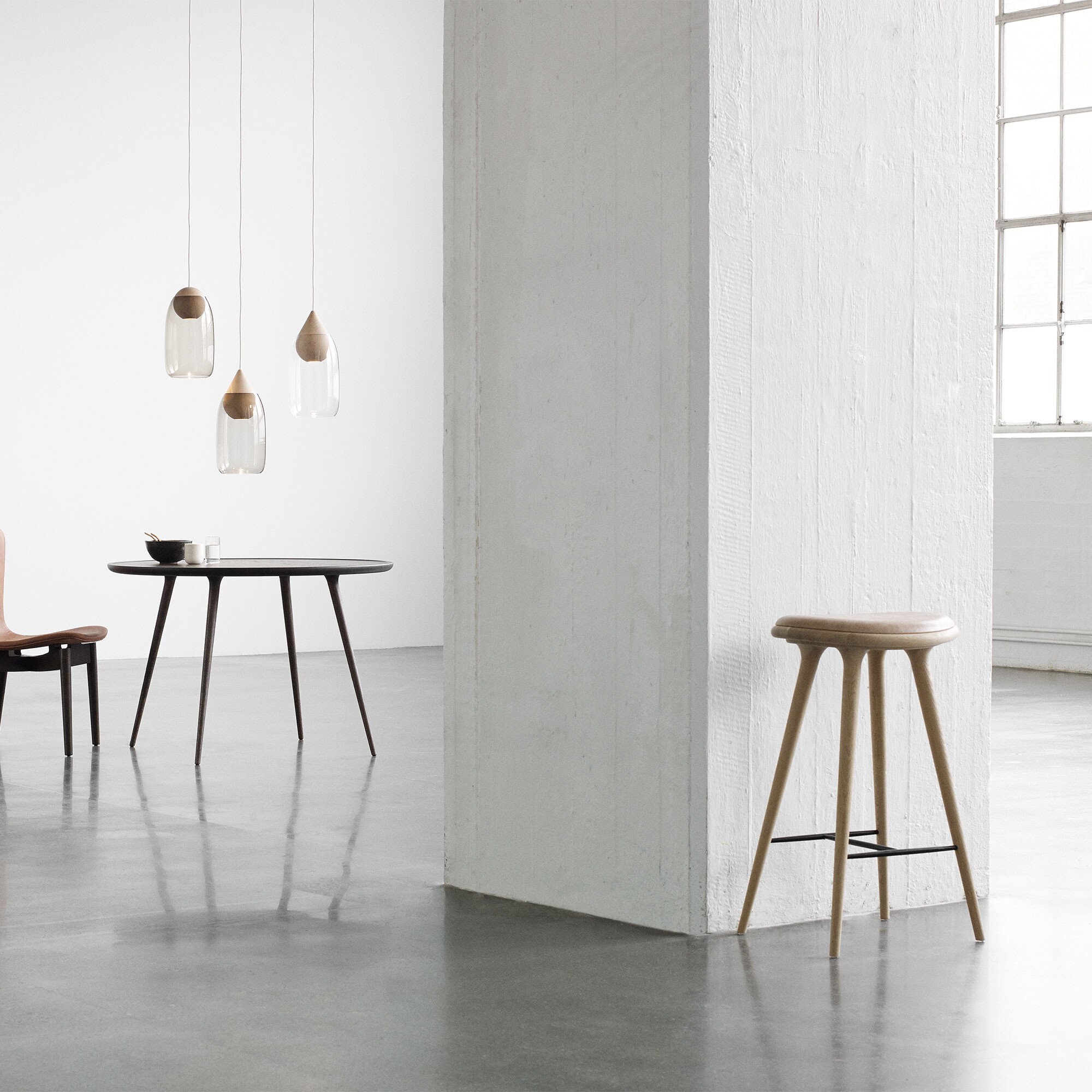 High Stool Oak Base H 74cm