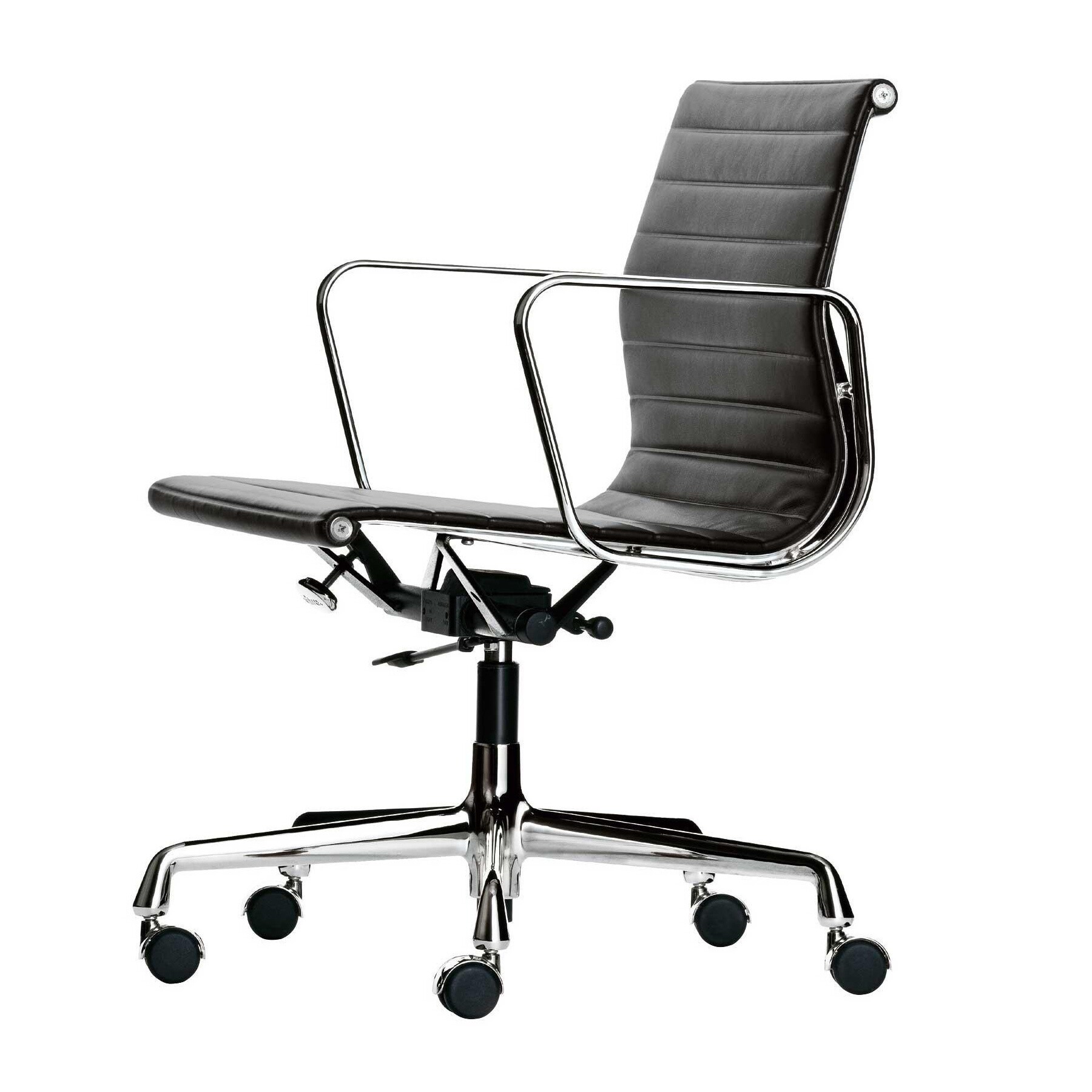 EA 117 Alu Chair Leather Chromed Base