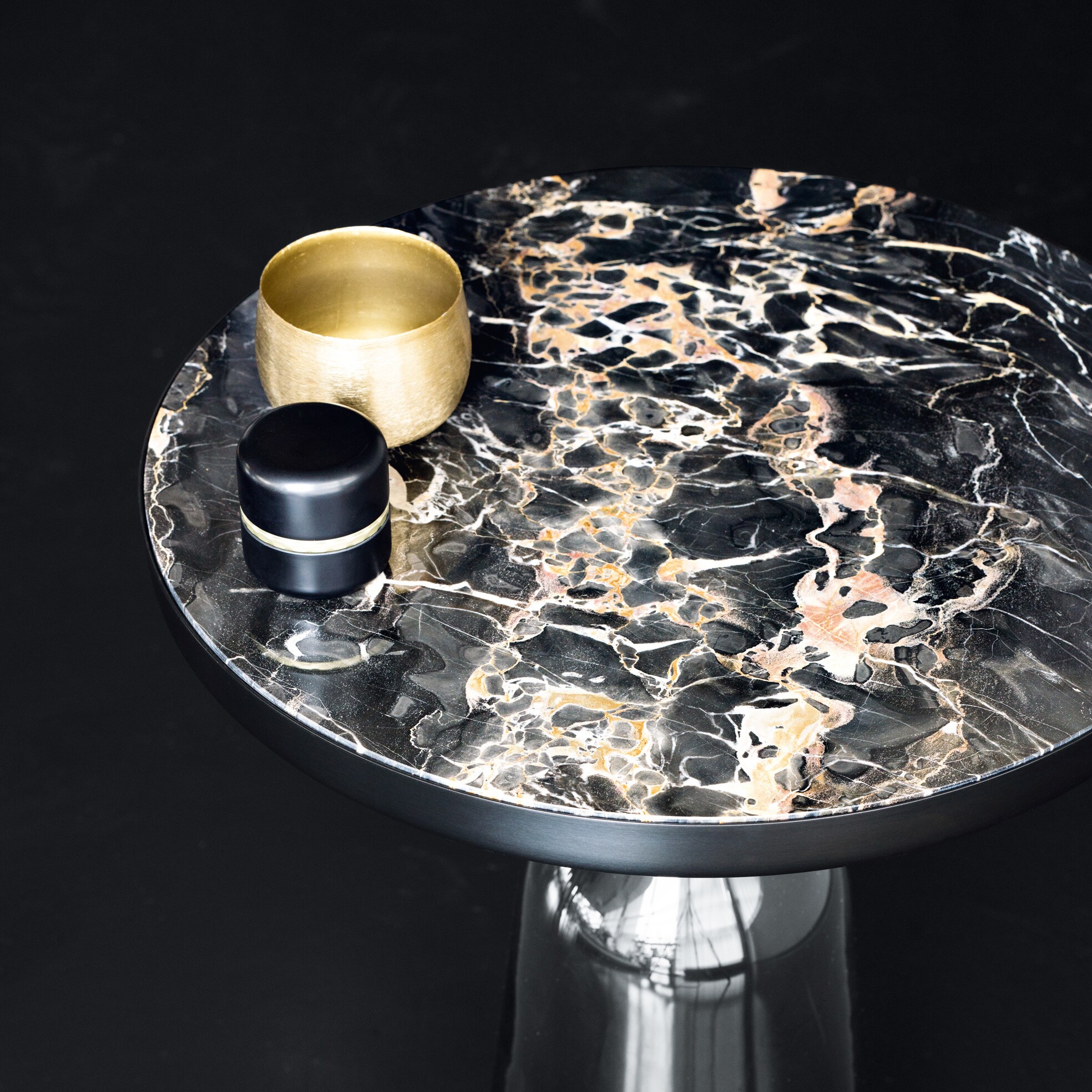 Bell Side Table Brass Marble