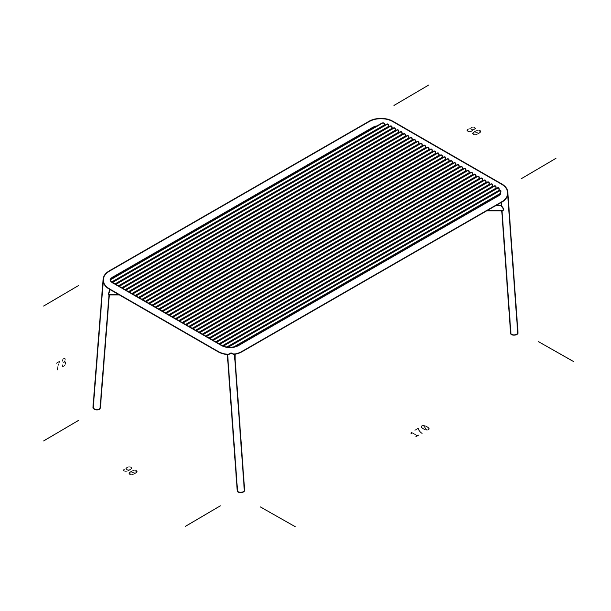 Ivy Garden Set Table 170 cm + 4 Armchairs