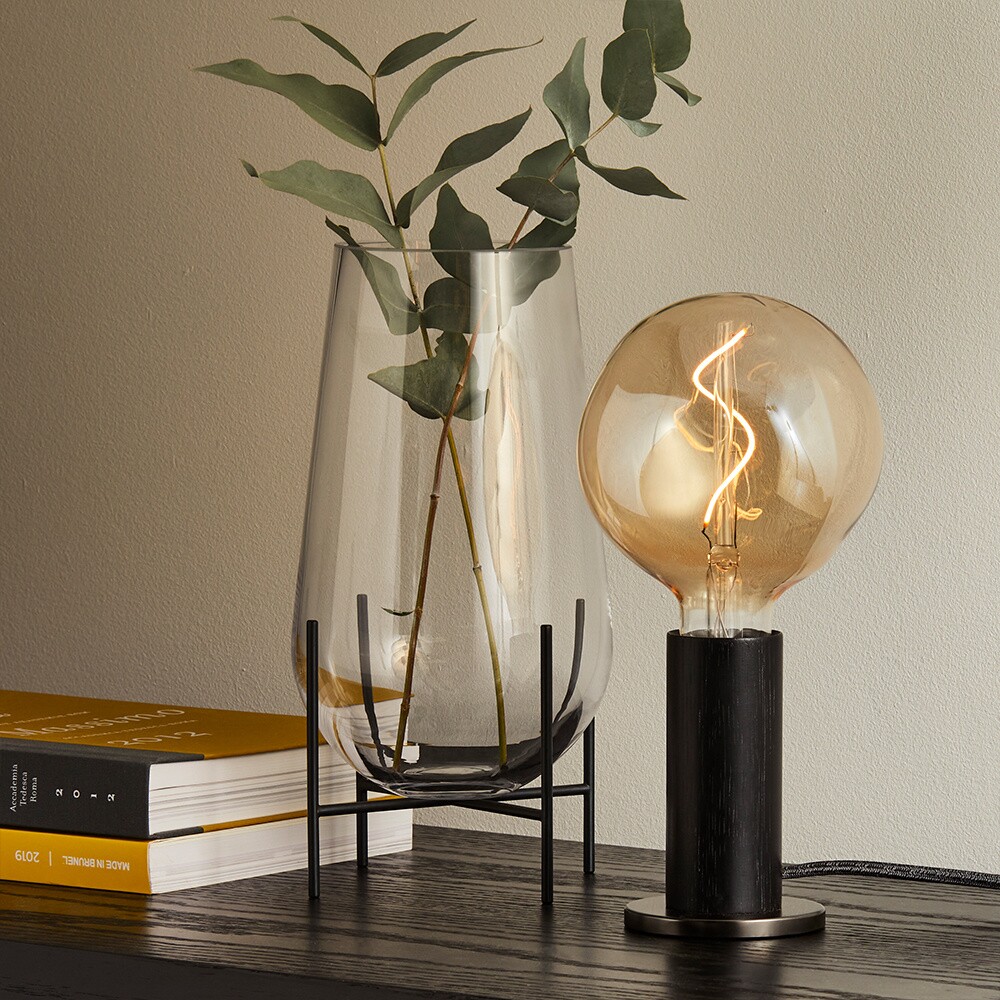 Blackened Oak Knuckle Table Lamp With Voronoi I LED E27 2W