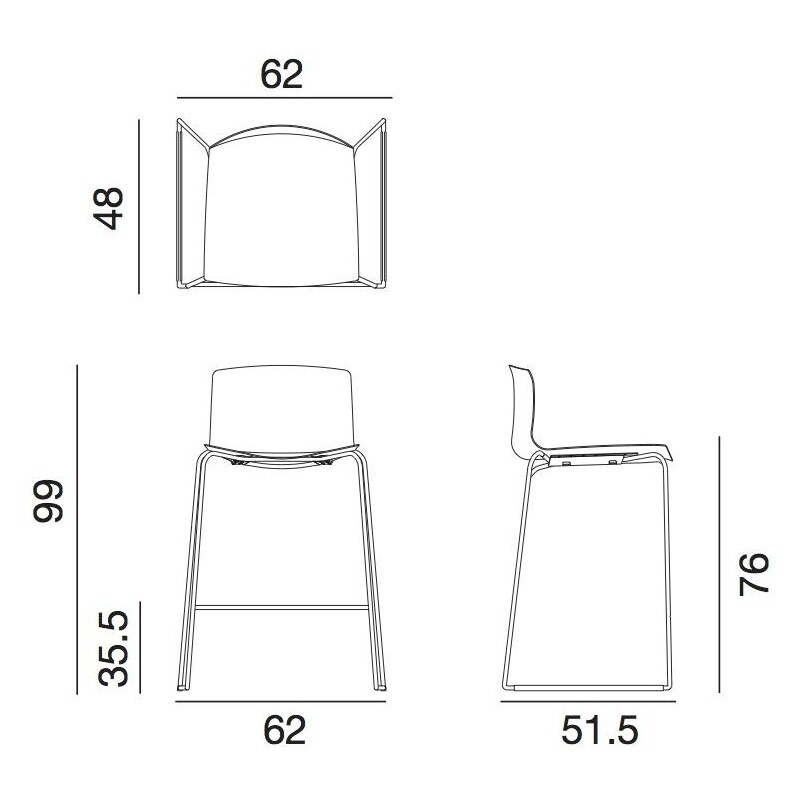Catifa 46 0571 Bar Stool frame high, seat oak