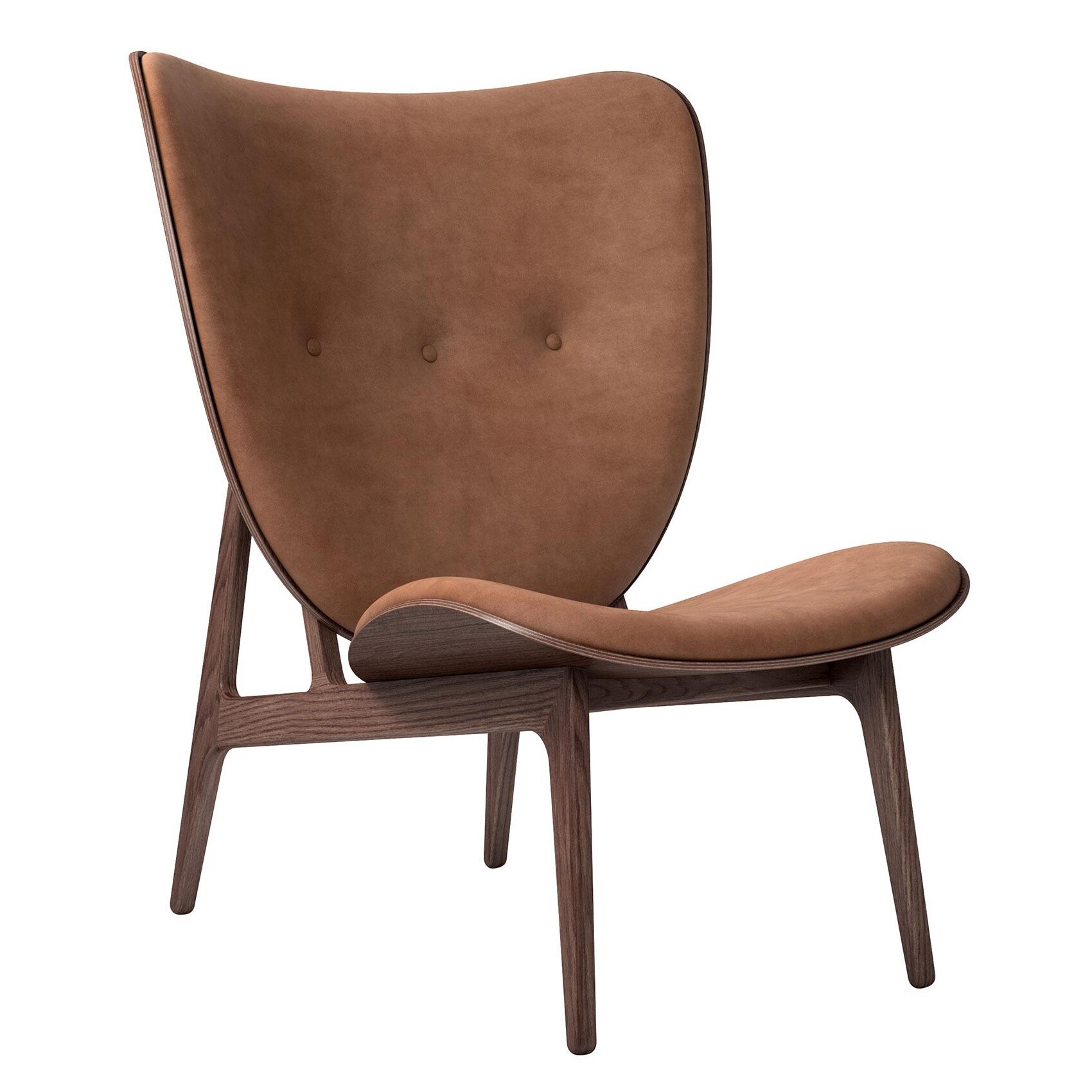 Elephant Lounge Chair Leather Dark Stained Oak Base