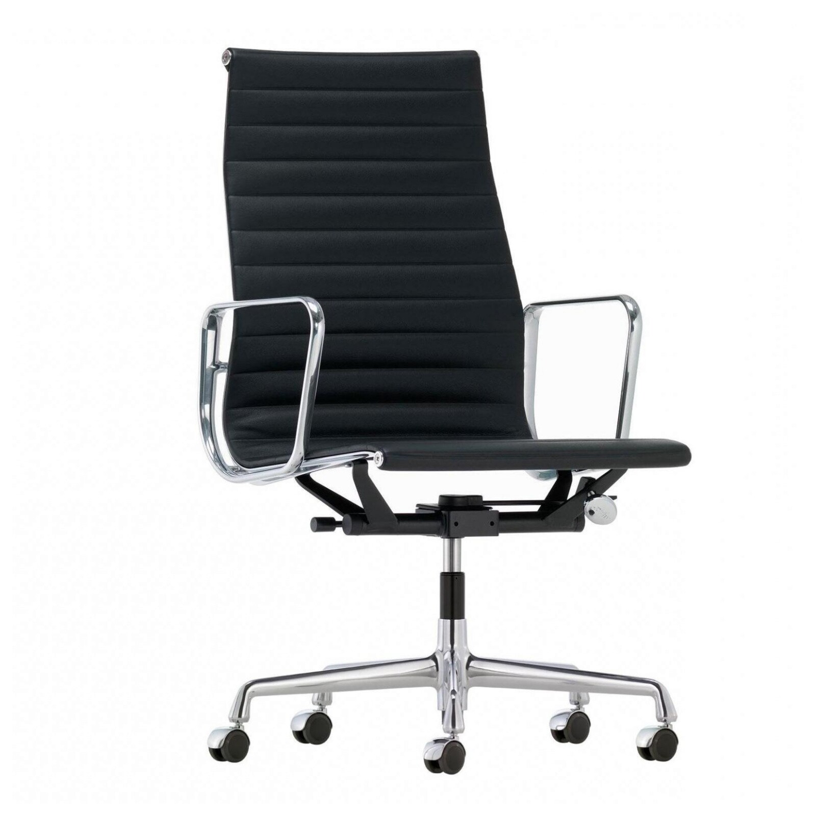 EA 119 Aluminium Chair Leather Chromed Base