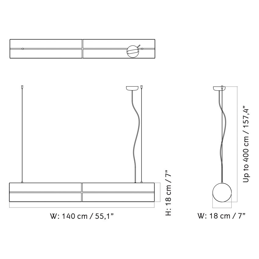Hashira Linear LED Suspension Lamp 140cm