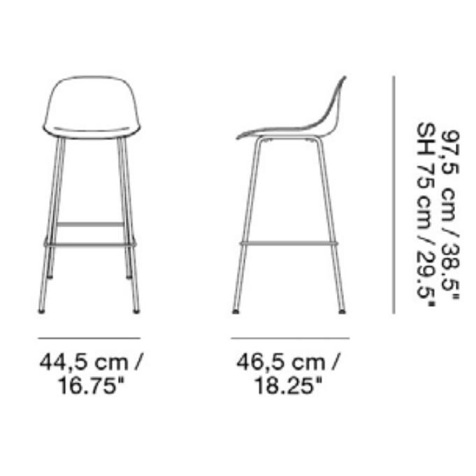 Fiber Bar Stool With Backrest 75cm