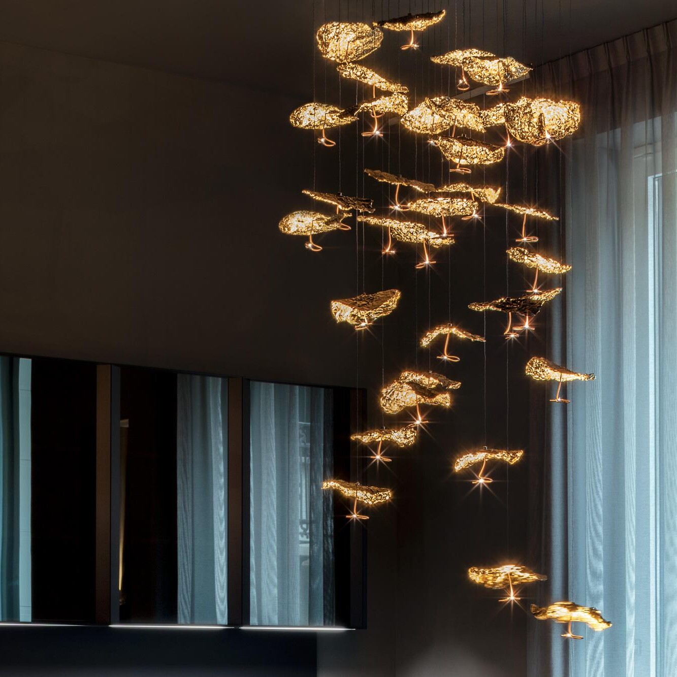 Gold Moon Chandelier LED Suspension Lamp