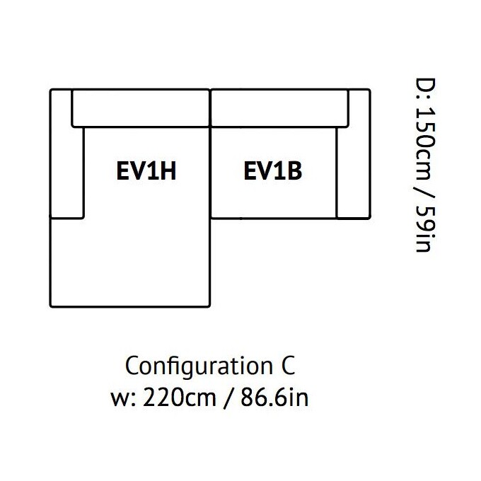 Develius 2-Seater Sofa Chaise Longue Left