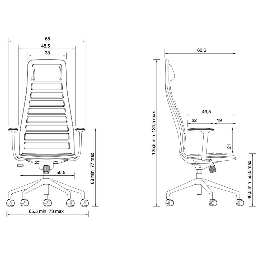 Lotus High Office Chair with Wheels