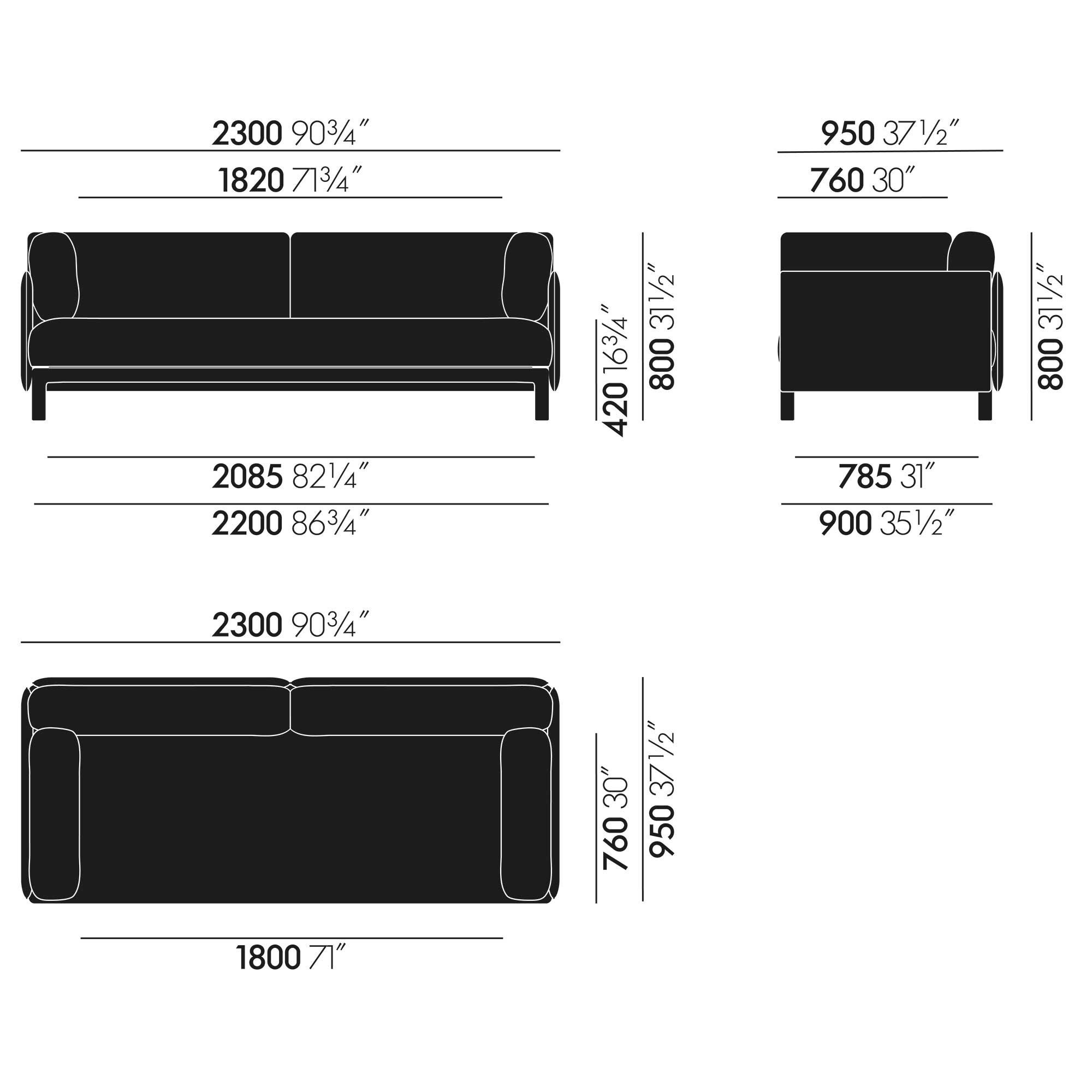Anagram flexibles Modul-Sofa with Table 226.5x95cm