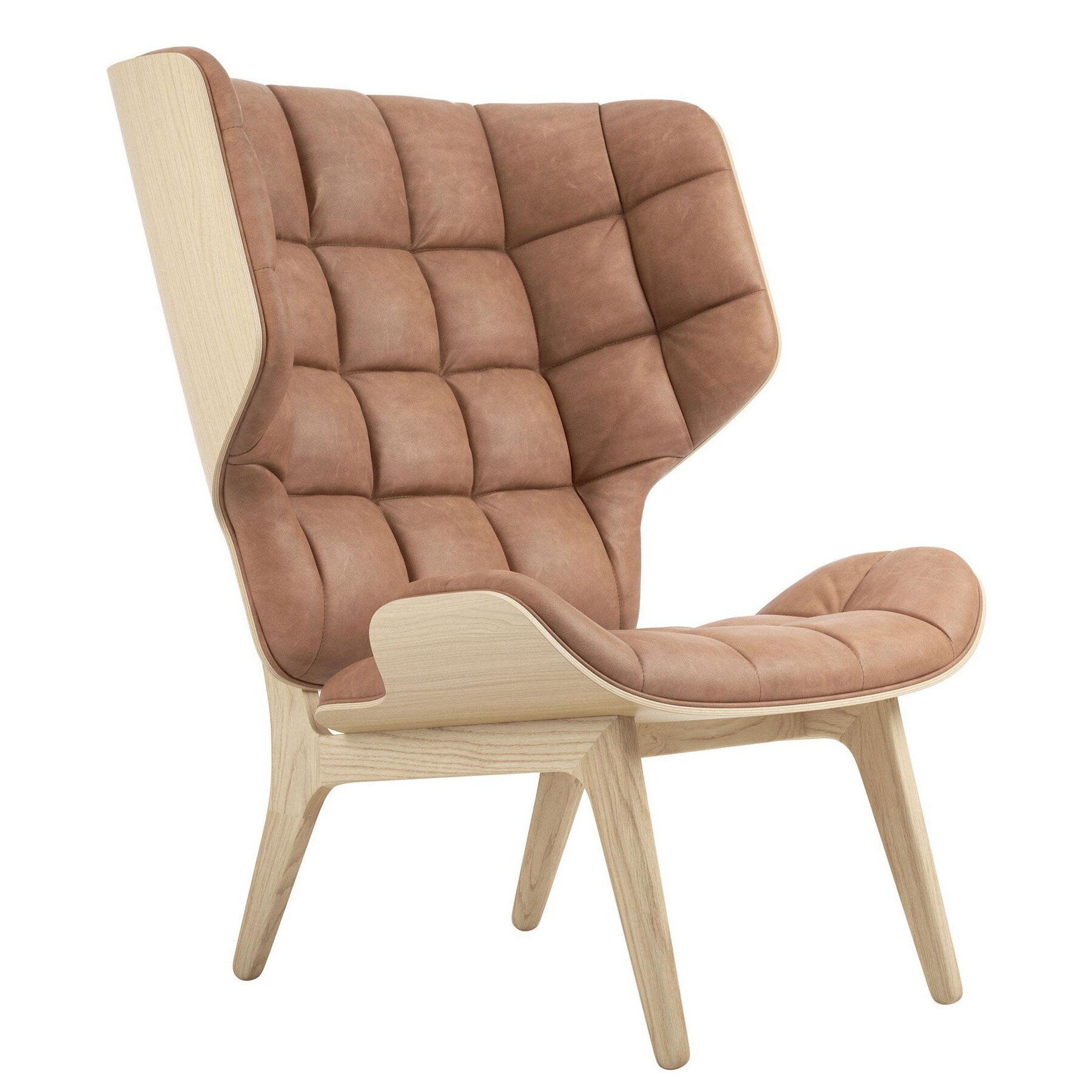 Mammoth Lounge Chair Leather Natural Oak Base