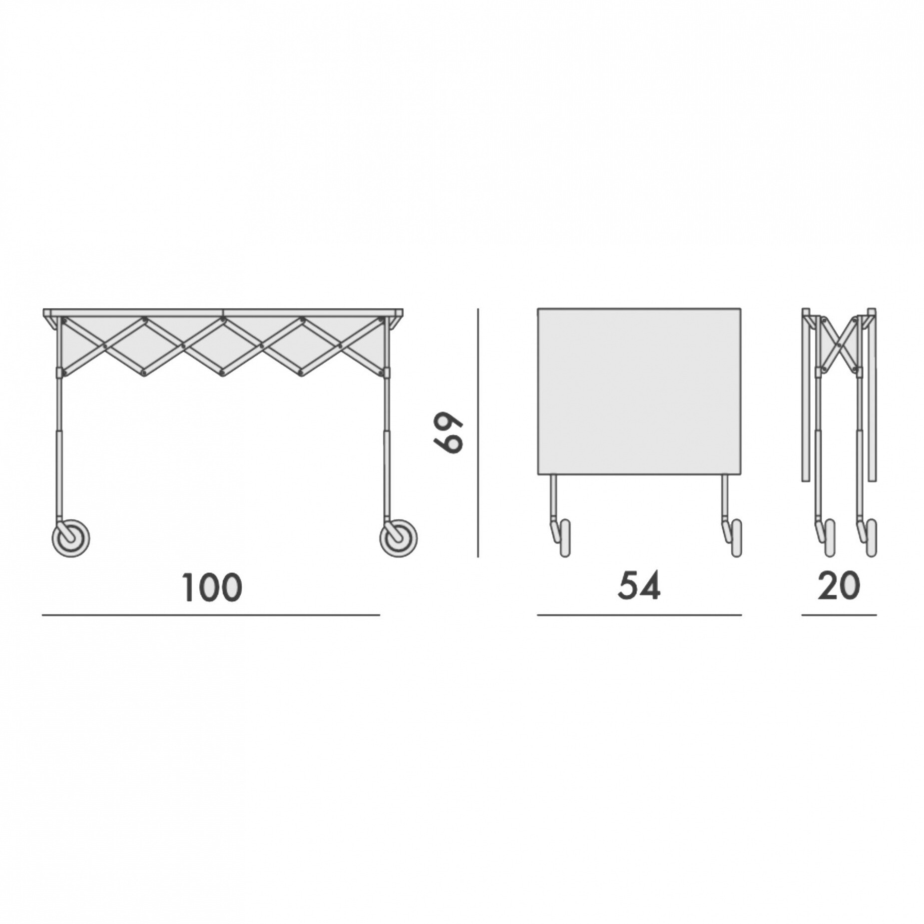 Battista Serving Trolley foldable