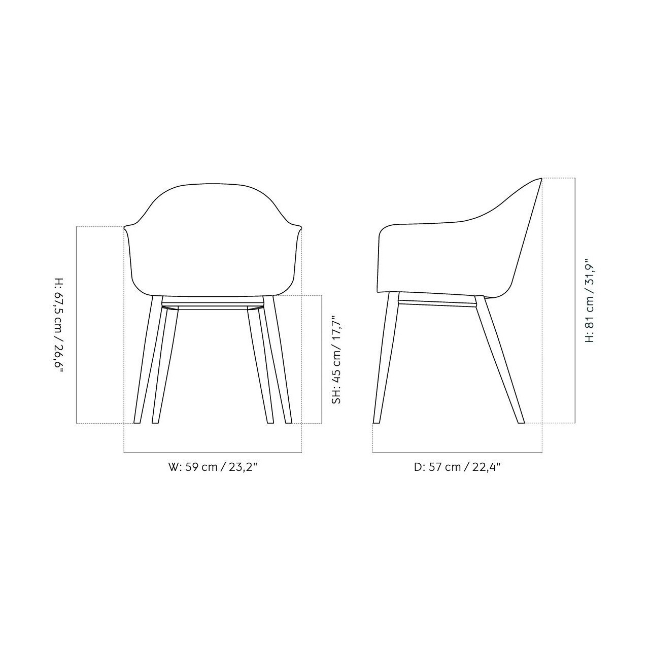 Harbour Armchair With Dark Stained Oak Base