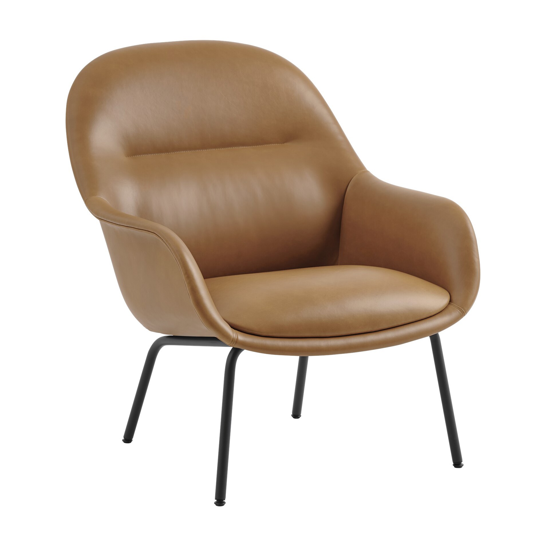 Fiber Lounge Armchair Upholstered with Tube Base Leather